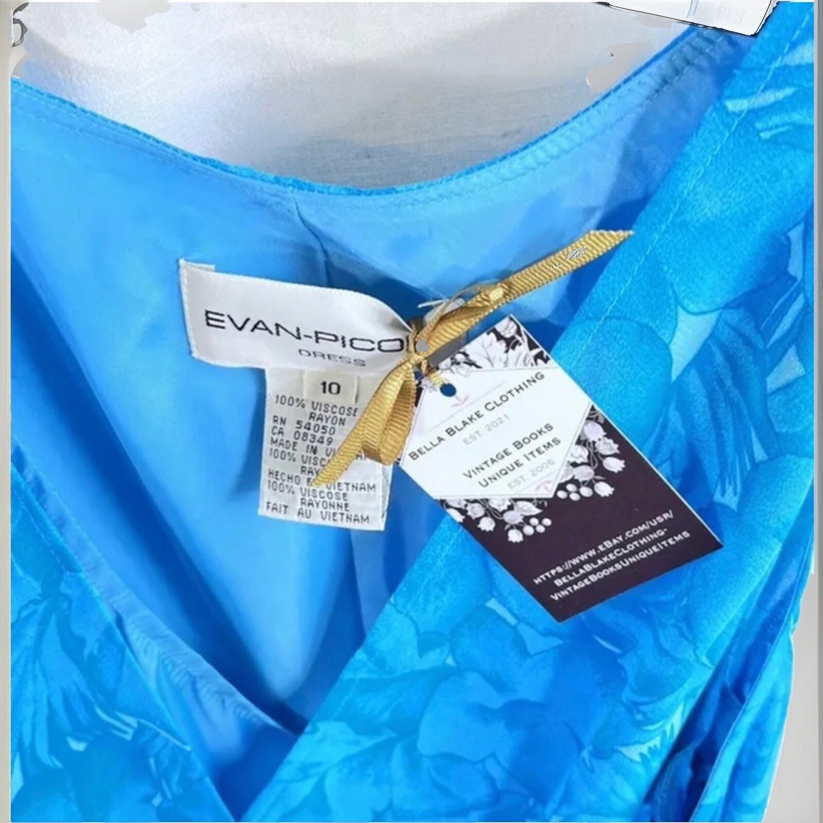 Evan Picone Dress 10 Ladies Vintage 1990’s Era Aqua Blue Sleeveless