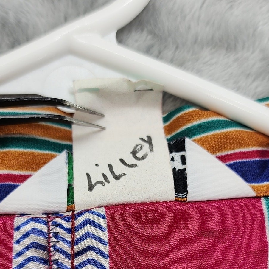 Vintage Its Gailord Striped Button Down Blouse 14 Multicolor Long Balloon Sleeve
