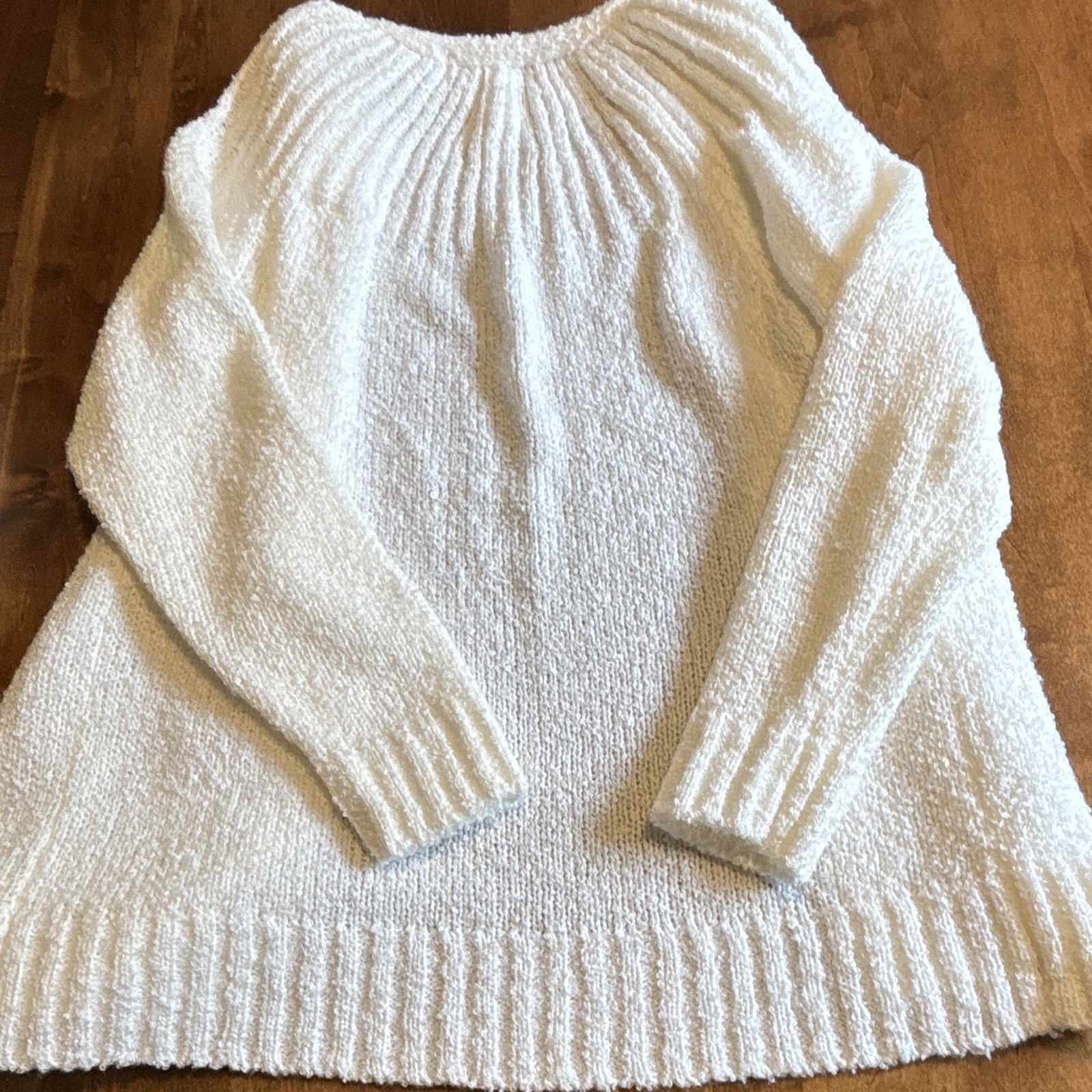 Vintage Le Chois II White Chenille Boucle Cardigan Sweater Sz 40 Taiwan 80s