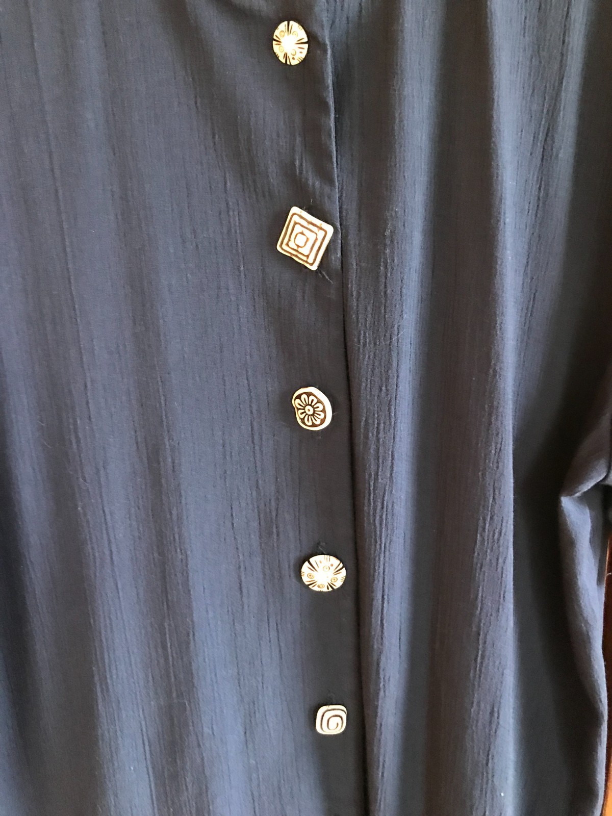 VTG 90s two twenty Rayon Blend Tunic, Dark Blue Blazer Top Unique Buttons Sz 18
