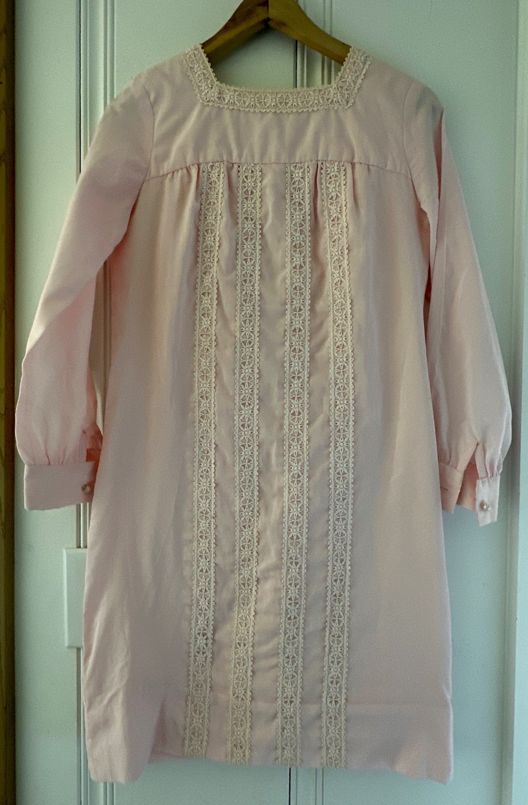 Vintage 70s Pink Prairie Dress Lace Trim Cottagecore Boho Romantic Mini ILGWU