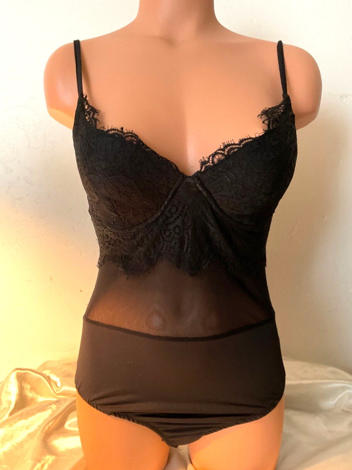 Windsor Black Corset Girdle Body Suit Padded Underwire Side Zipper Camisole Top