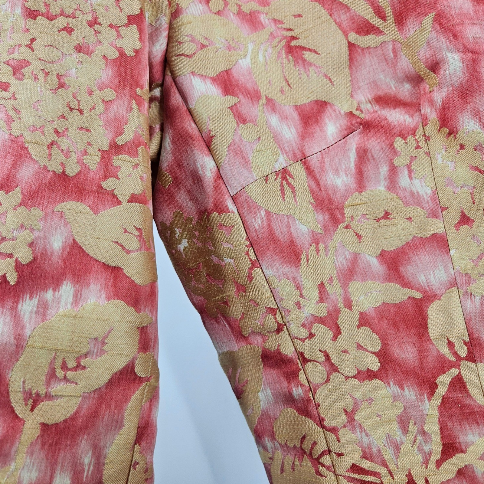 Vintage 1950s Mollie Parnis Dress Set Pink Gold Floral Brocade Office Mad Men XS