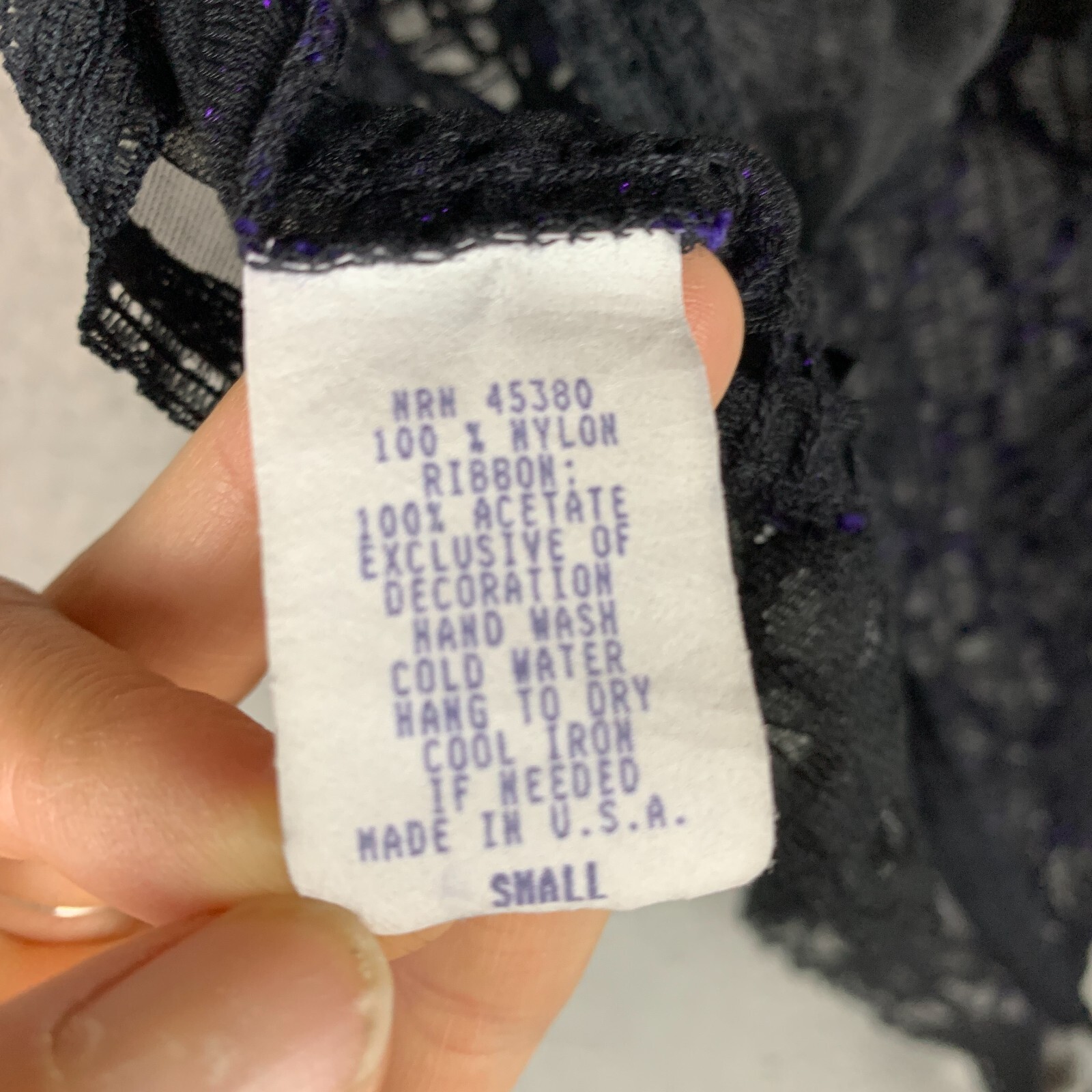 Vtg 60s Bliss Teddy Small Purple Ribbon Woven Black Lace USA Wimsy Goth Lingerie