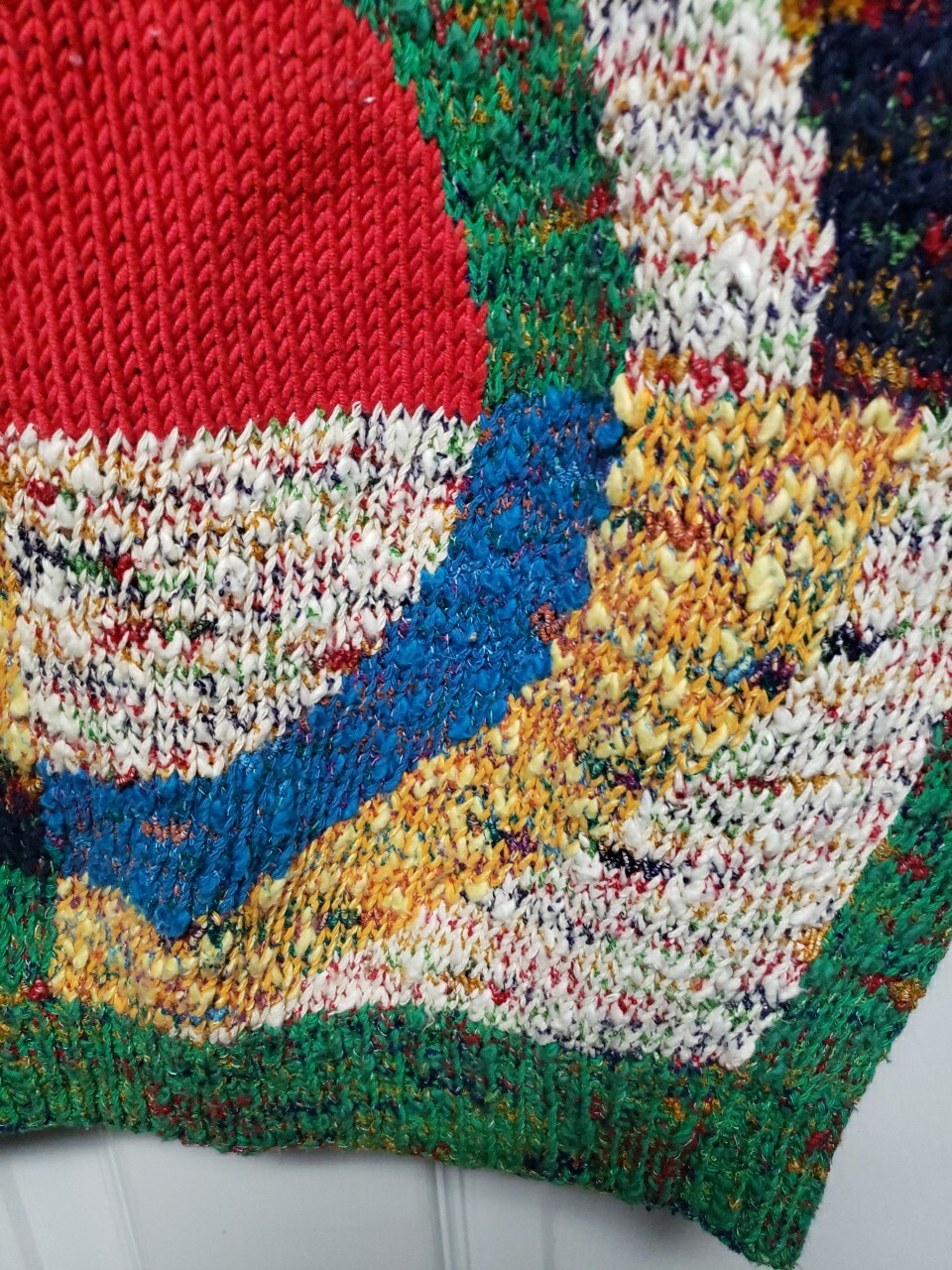 Vtg Woman 70’s Sweater Size S Blue Red Green Yellow Beige Cap Sleeve