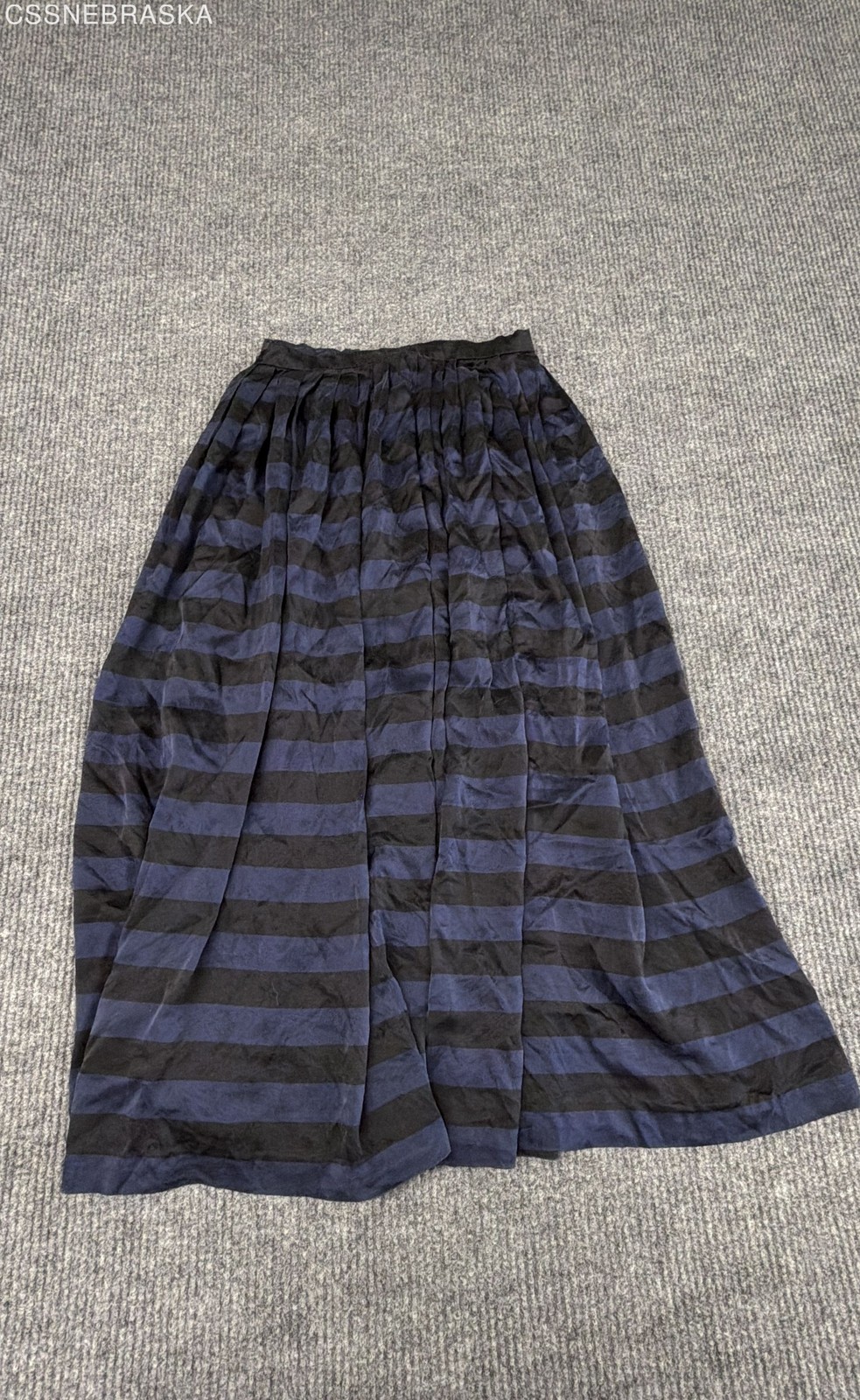 Vintage 90s Linda Allard for Ellen Tracy Women’s Navy Black Silk Maxi Skirt Sz 4