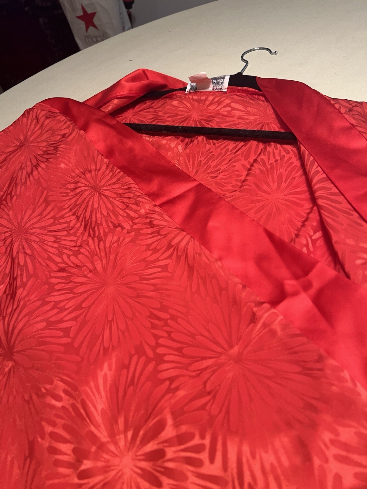 Georgette Trabolsi Orange/Fuchsia Long Robe Petite Starburst Neiman Marcus EUC