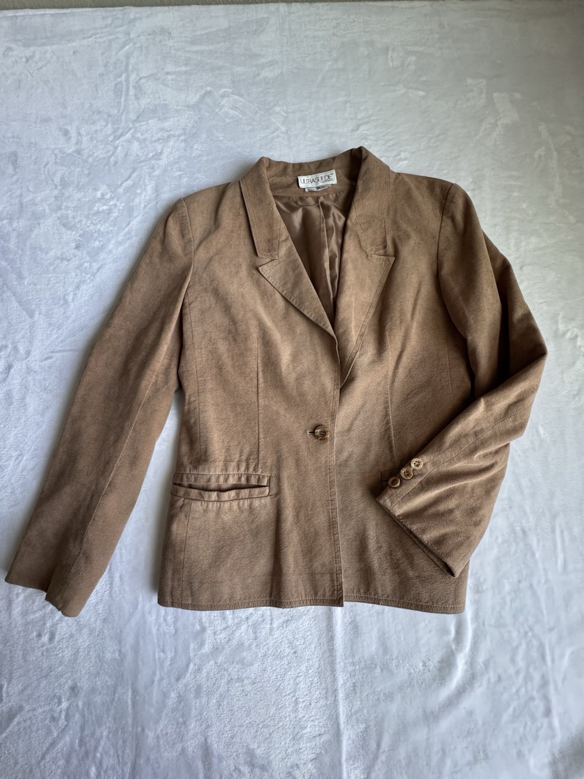 Vintage 70s Count Romi Ultrasuede Blazer Jacket Taupe Tan USA Made ILGWU S M⁠