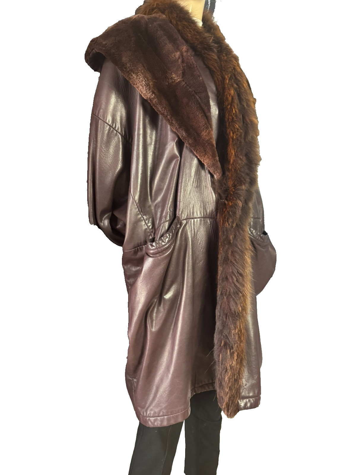 Vintage Leather Coat XL 80s Italy Lamb Nappa Shearling Oversized Venus