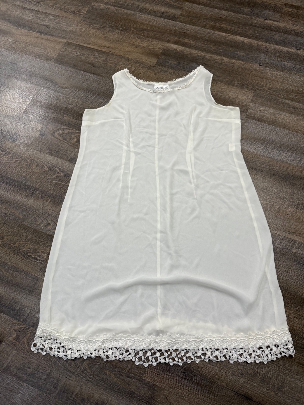 Vintage Katy D Kathryn Deene White Lace Slip Dress—Size 26/28 Made in USA White