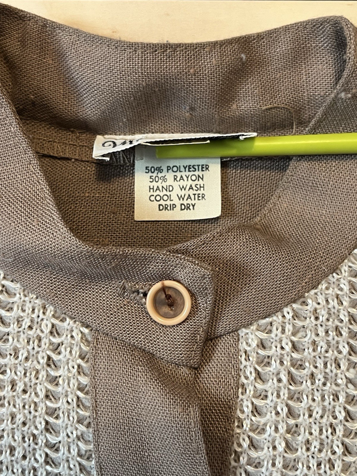 Vintage 1950’s Mavinette Beige And Brown Button Up Dress, Size 4