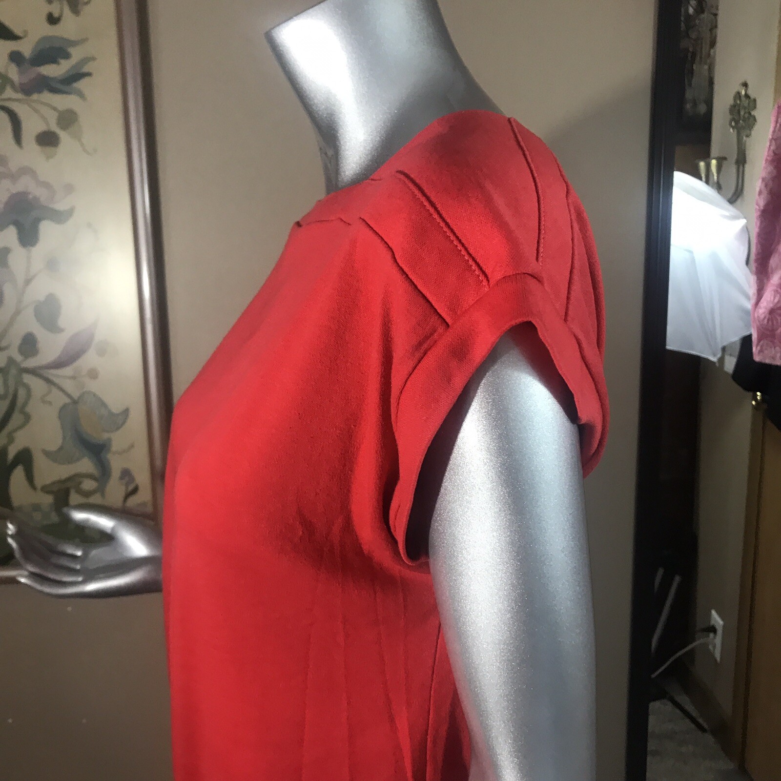Vtg 70s Peppermint Casuals Women’s Short Cap Sleeve Knit Top Red Small Medium
