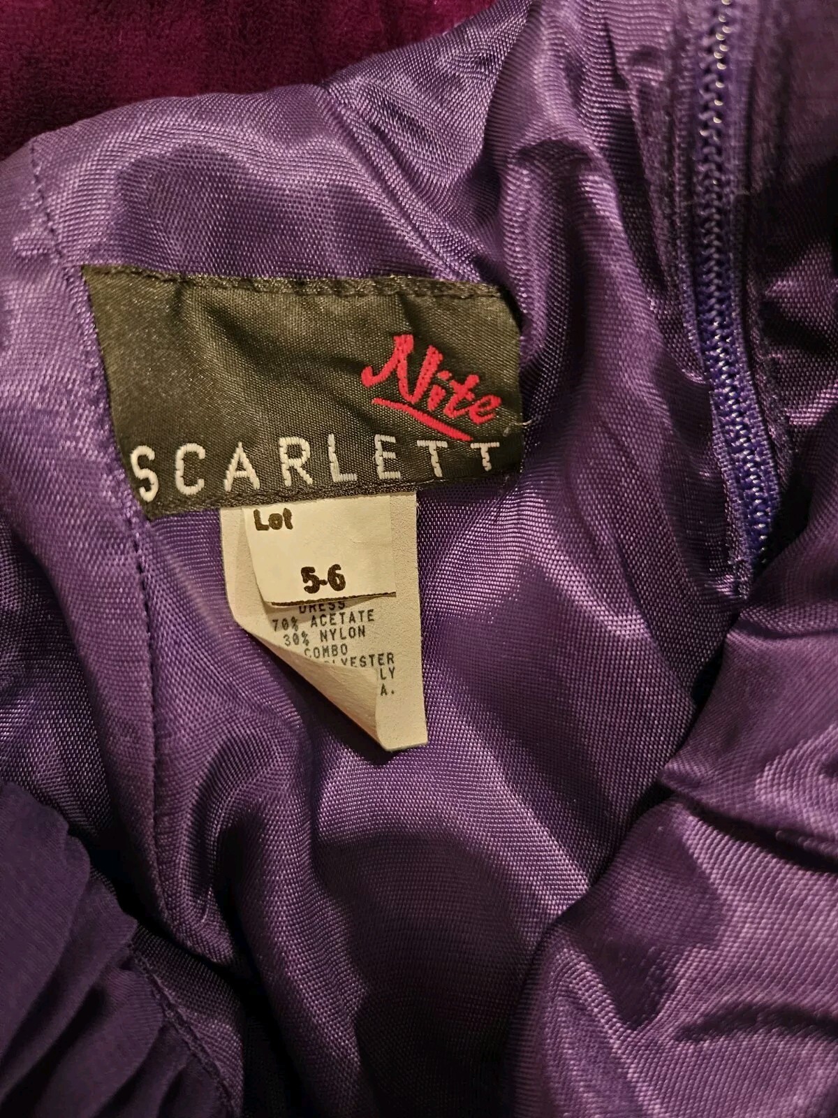 Scarlet Nite Size 5/6 Purple Velvet Mini Dress Chiffon Fit And Flare Vintage 80s