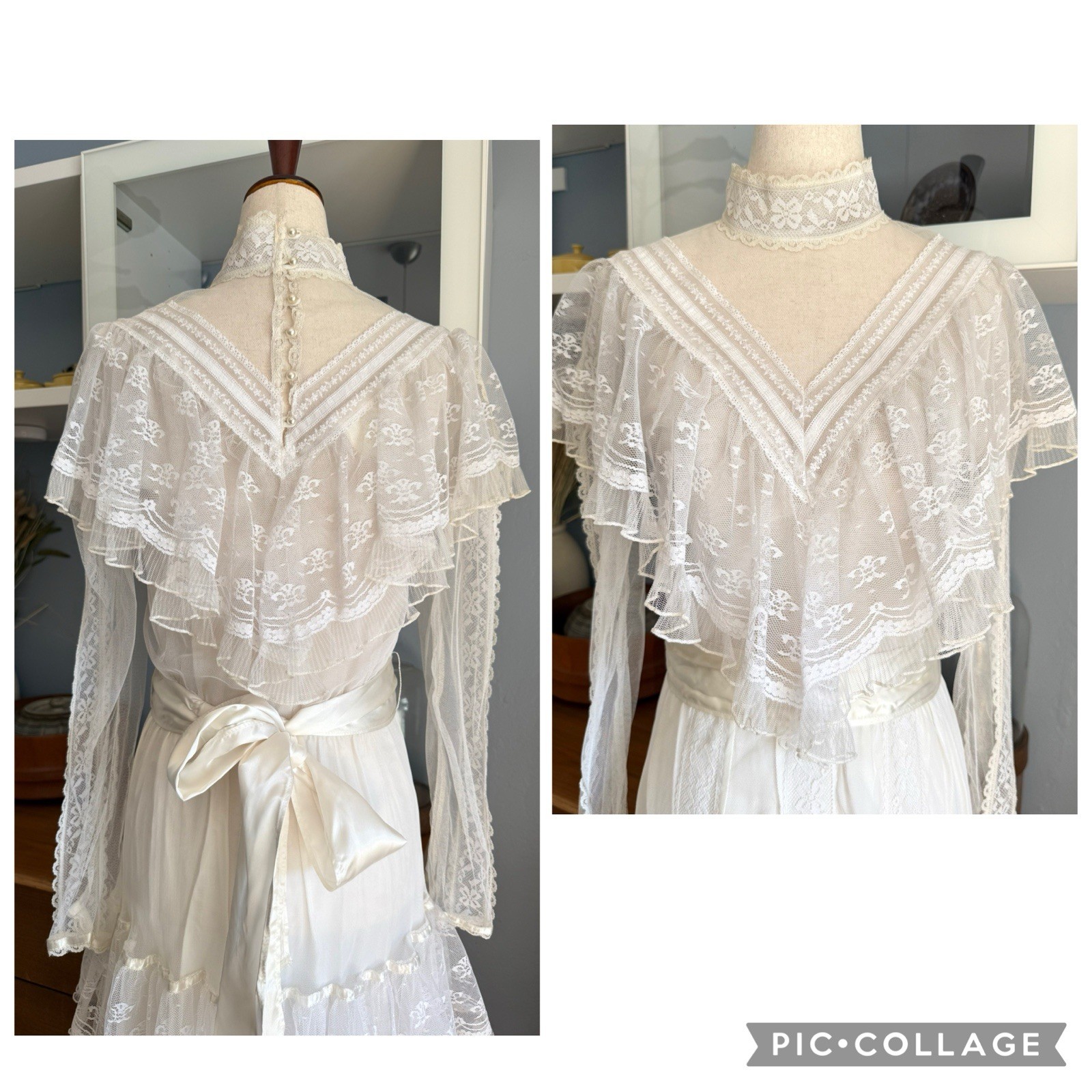 Vtg 80s Gunne Sax Romantic Renaissance Bridal Collection Prairie Lace Sz 9