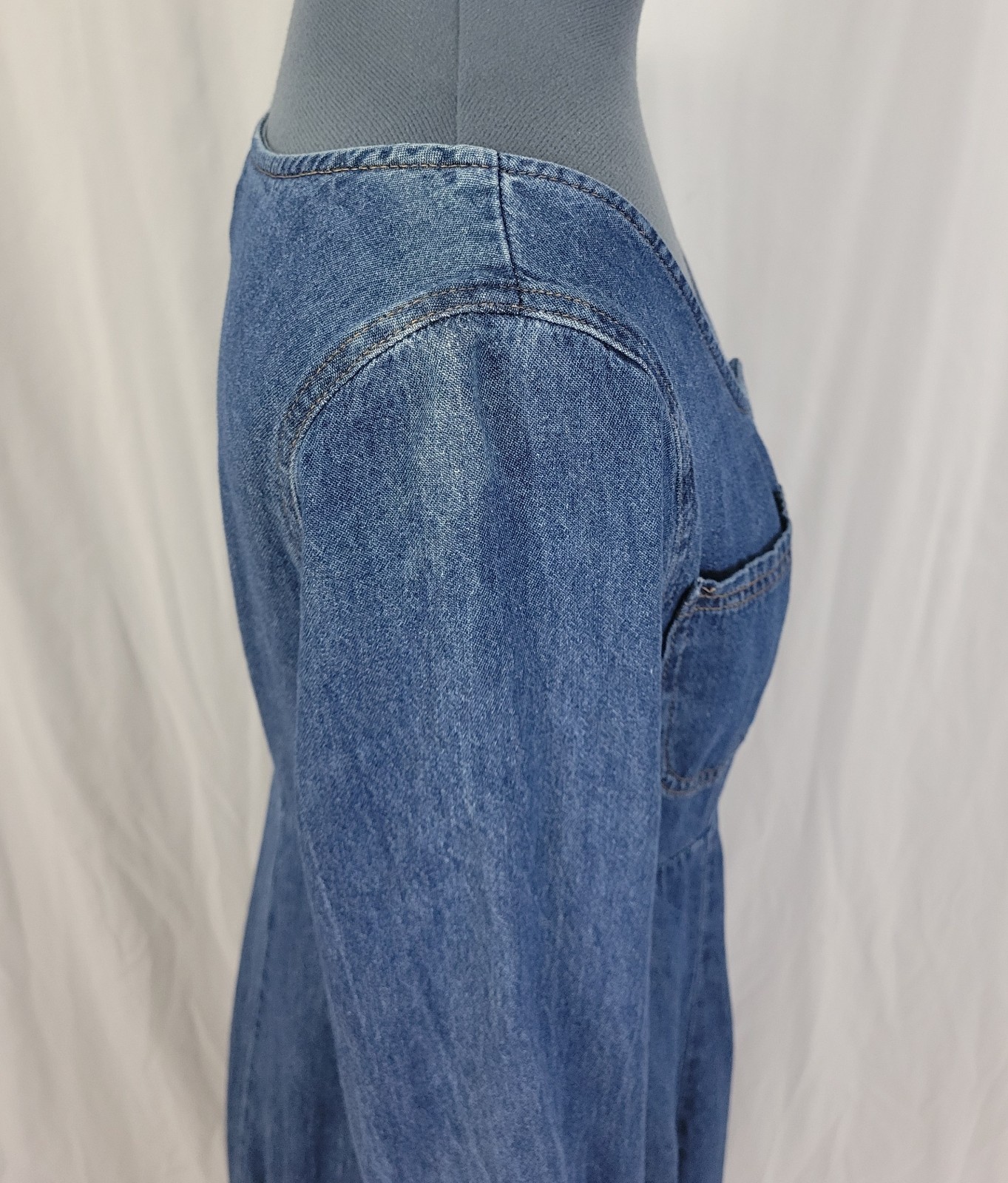 Vintage Moda Int’l Raised Waistline Button Down Flared Denim Dress Size 8