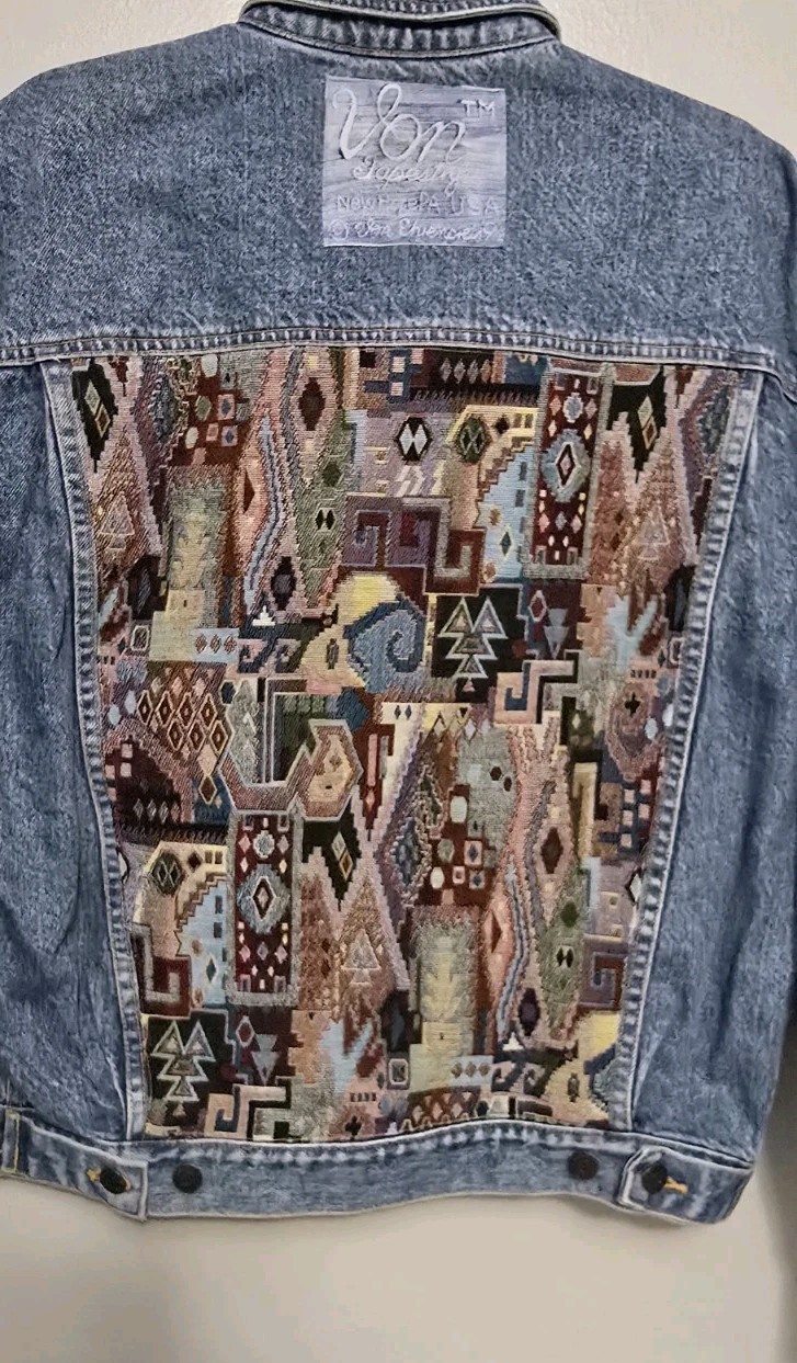 Von Ehrenpreis Jacket Women’s S Blue Denim Tapestry Coach New Hope PA Vintage