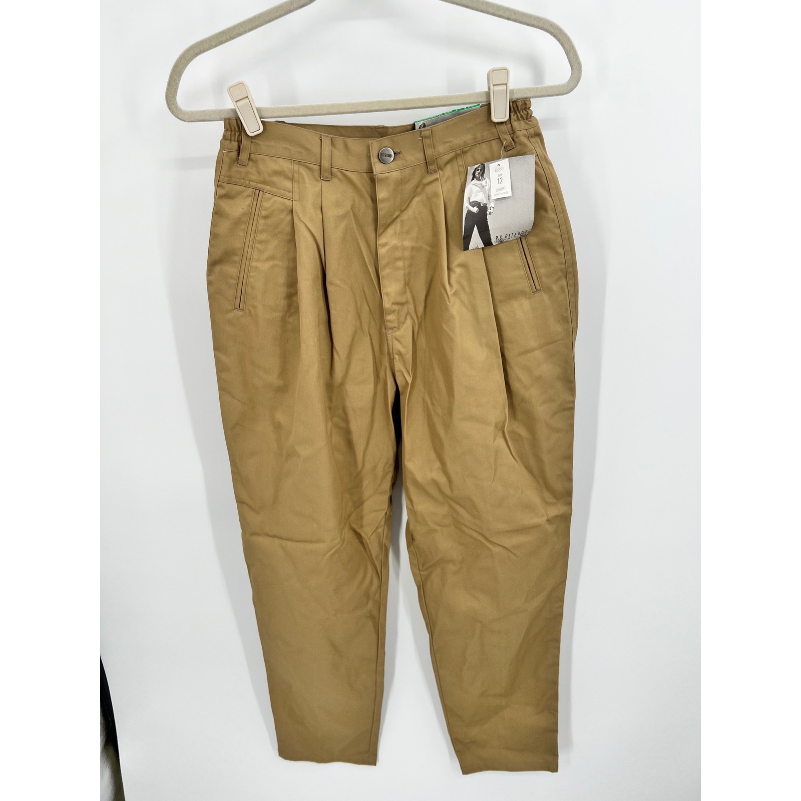 Vintage P.S. Gitano Pleated Trousers Deadstock NWT Khaki Sz 12 Short 90s