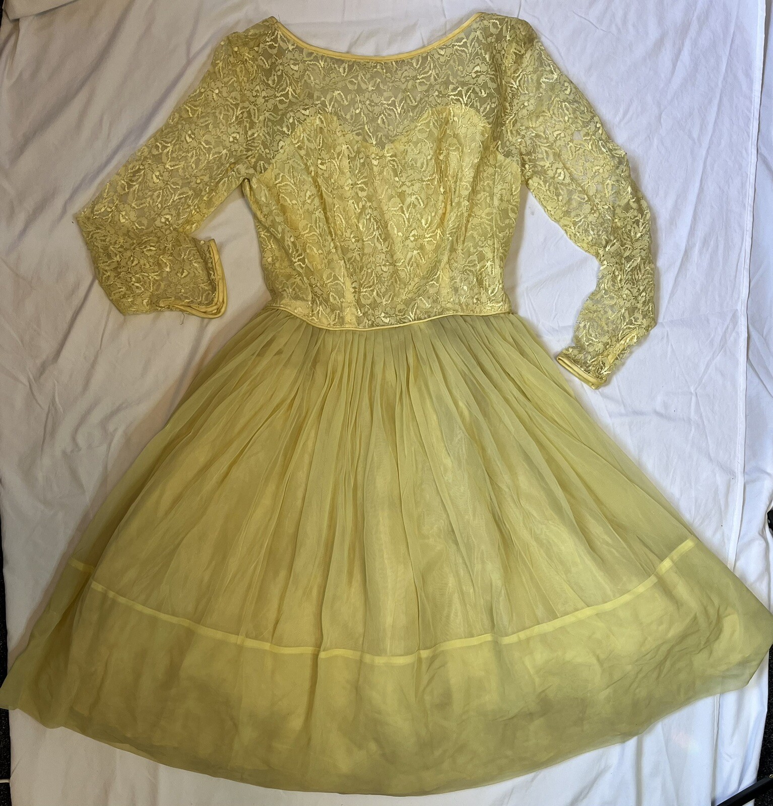 VTG 50s Swing Dress Circle Skirt Lace Sweetheart Prom Graduation Circle Skirt