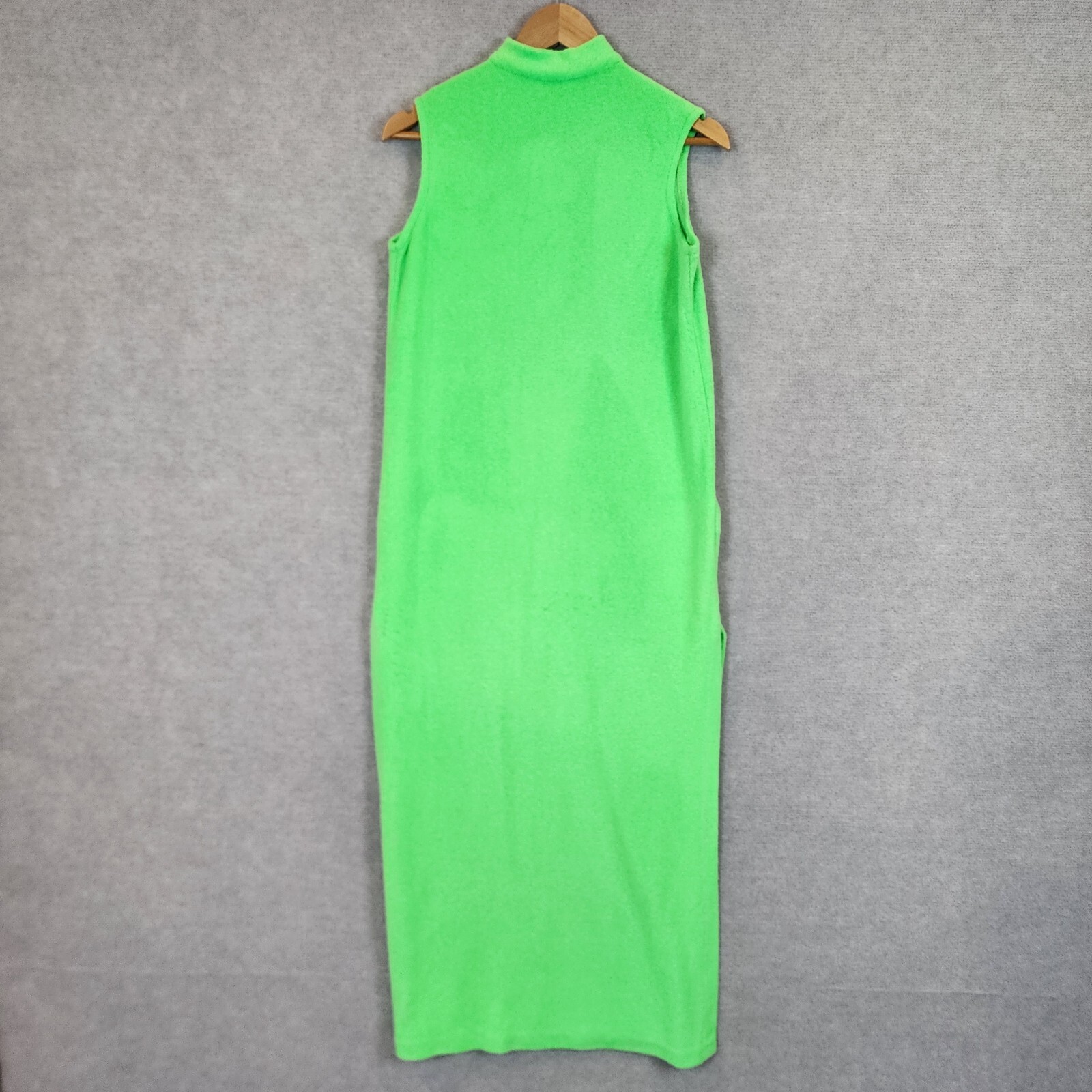 Vintage Catalina Dress Medium Neon Green Maxi Terry Towelling Cloth USA 70s