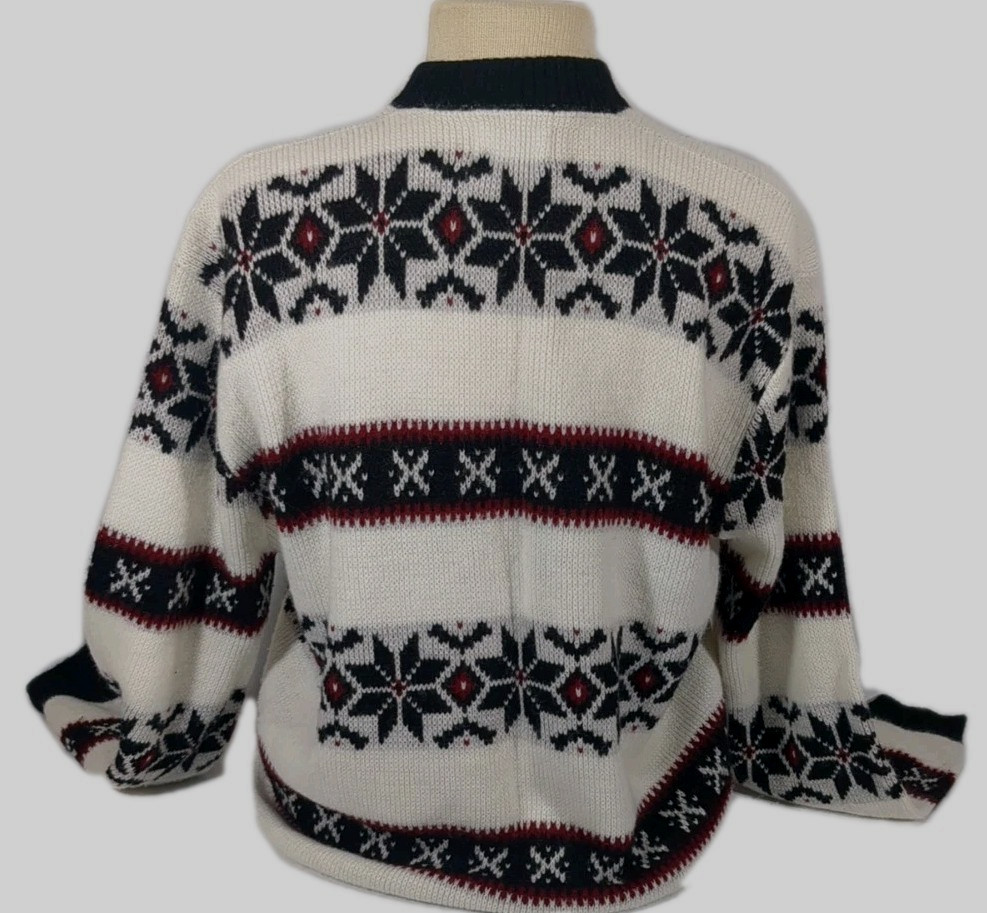 Orlon Campus cardigan sweater women size medium winter nordic vtg made in USA