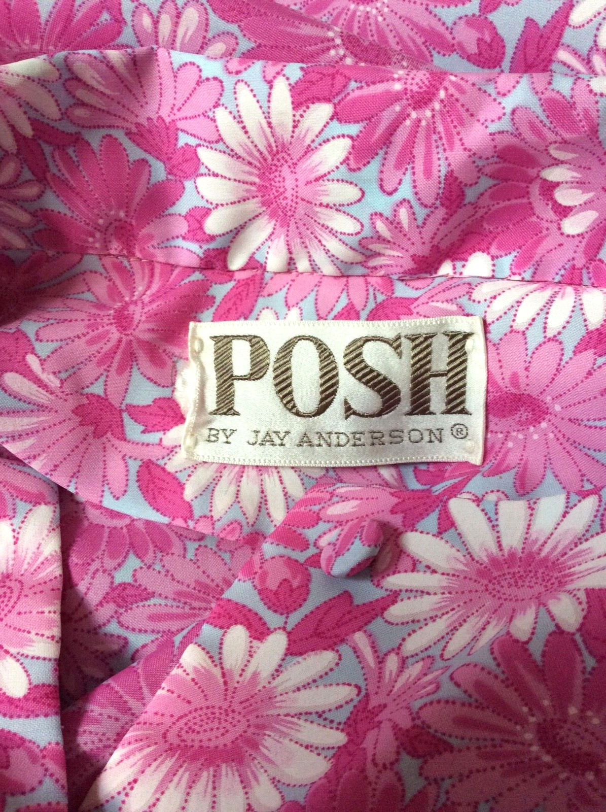 Vintage Posh Jay Anderson Pink Floral Long Sleeve Button Up Secretary Blouse M