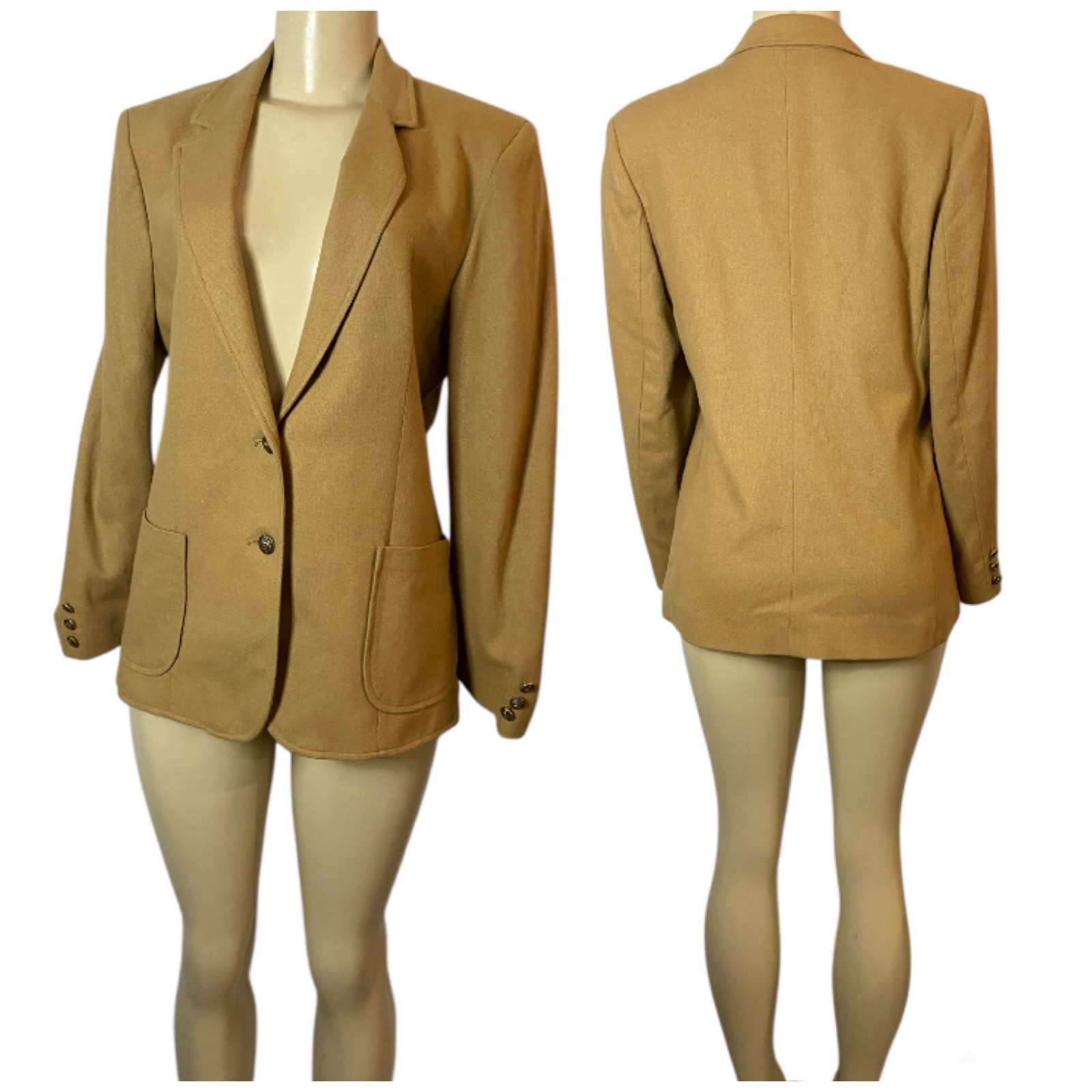Y2K L.S. Ayres & Co Wool Blend Camel Blazer Jacket Equestrian Riding Size 12
