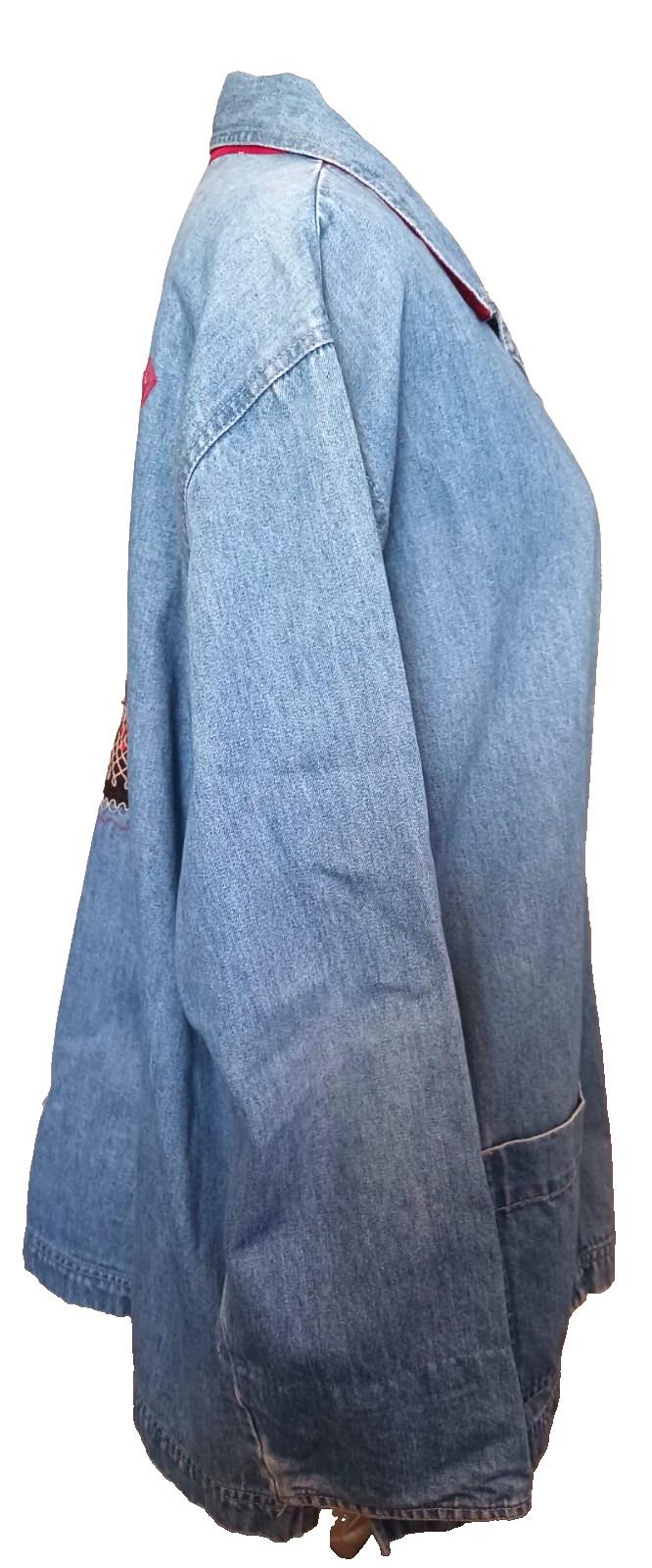 VTG Denim Jacket/Shirt Women’s Plus Size Tribal Slitweave Embroidery Ethnic Boho