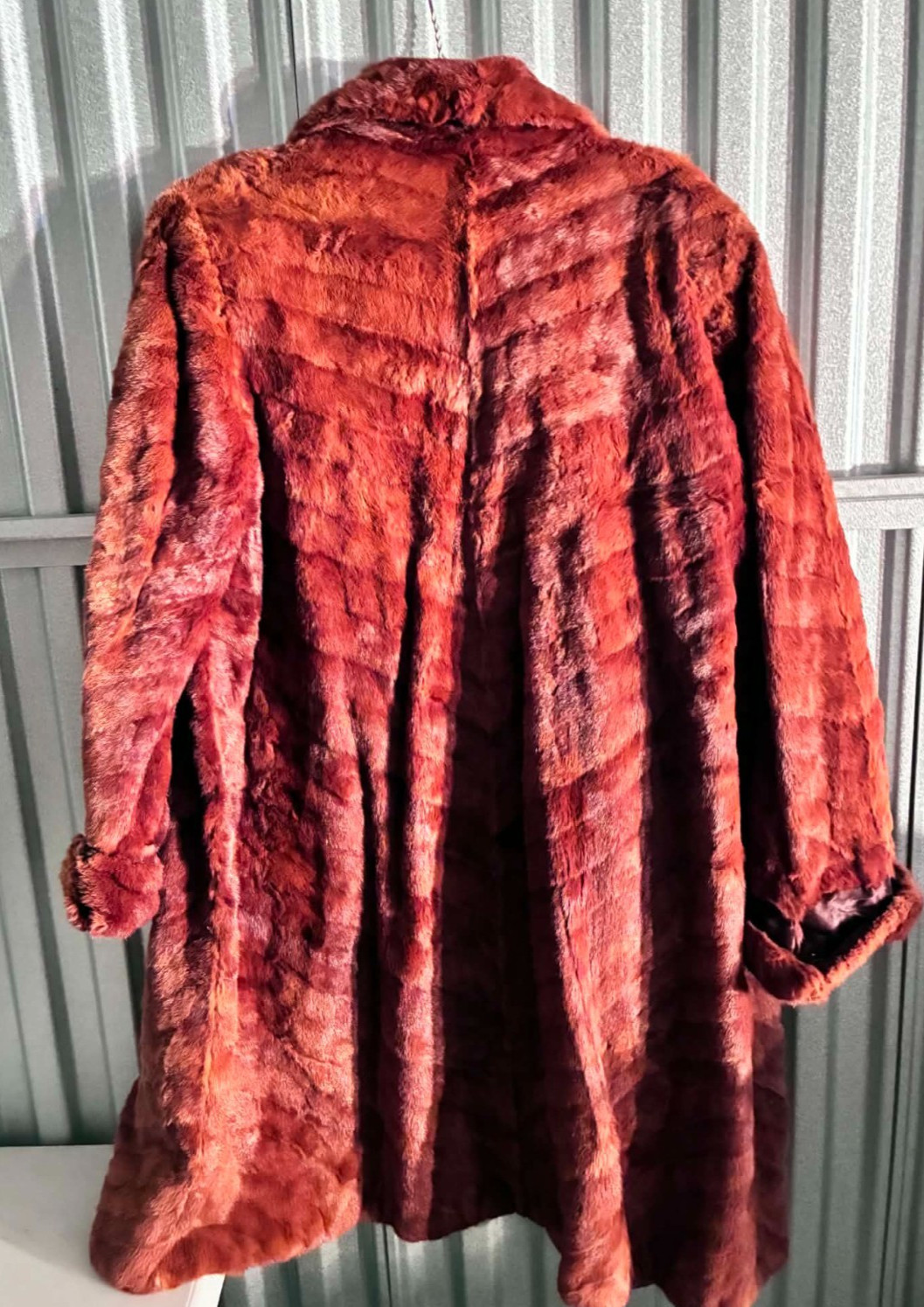 Vintage Cinnamon Brown Genuine Mink Fur Stroller Swinger Long Coat Size L/XL