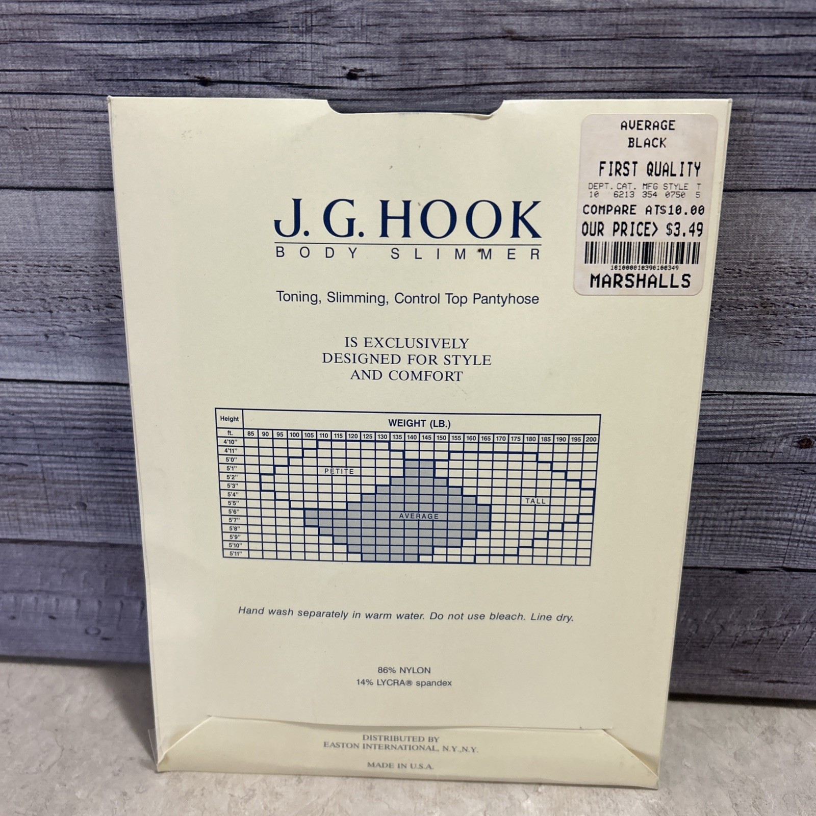 J G Hook Pantyhose Body Slimmers Control Top Average Black VTG NOS USA