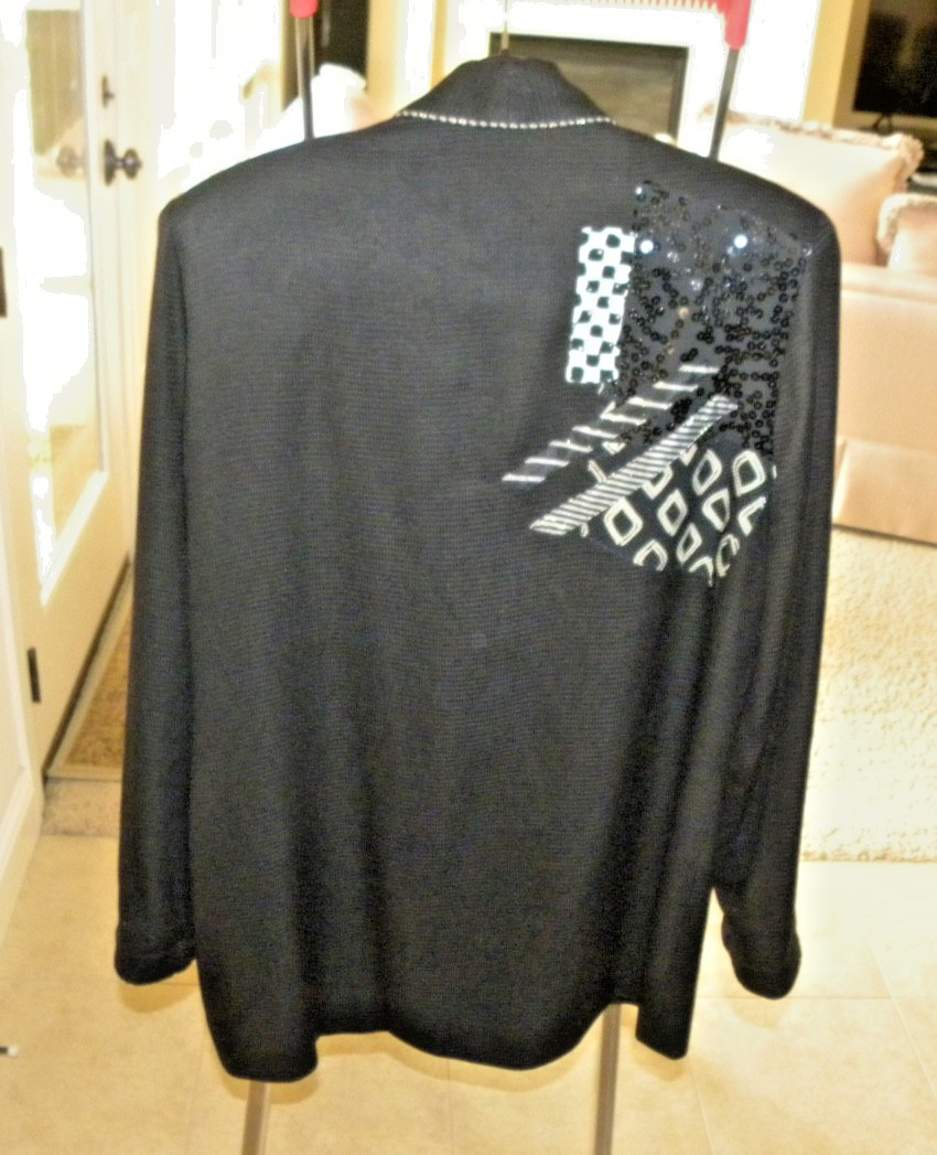 Vintage Canvasbacks Blazer Lutton & Horsfield Black w/Sequins 100% SILK LS Small