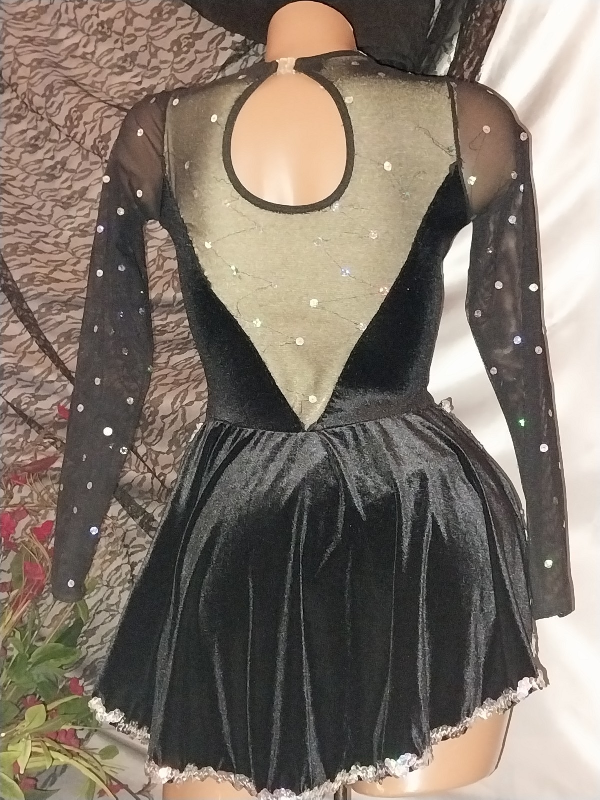 VTG 80S SILKY LEOTARD TUX BOW TIE PENGUIN TAIL BODYSUIT COSTUME DANCE PARTY S