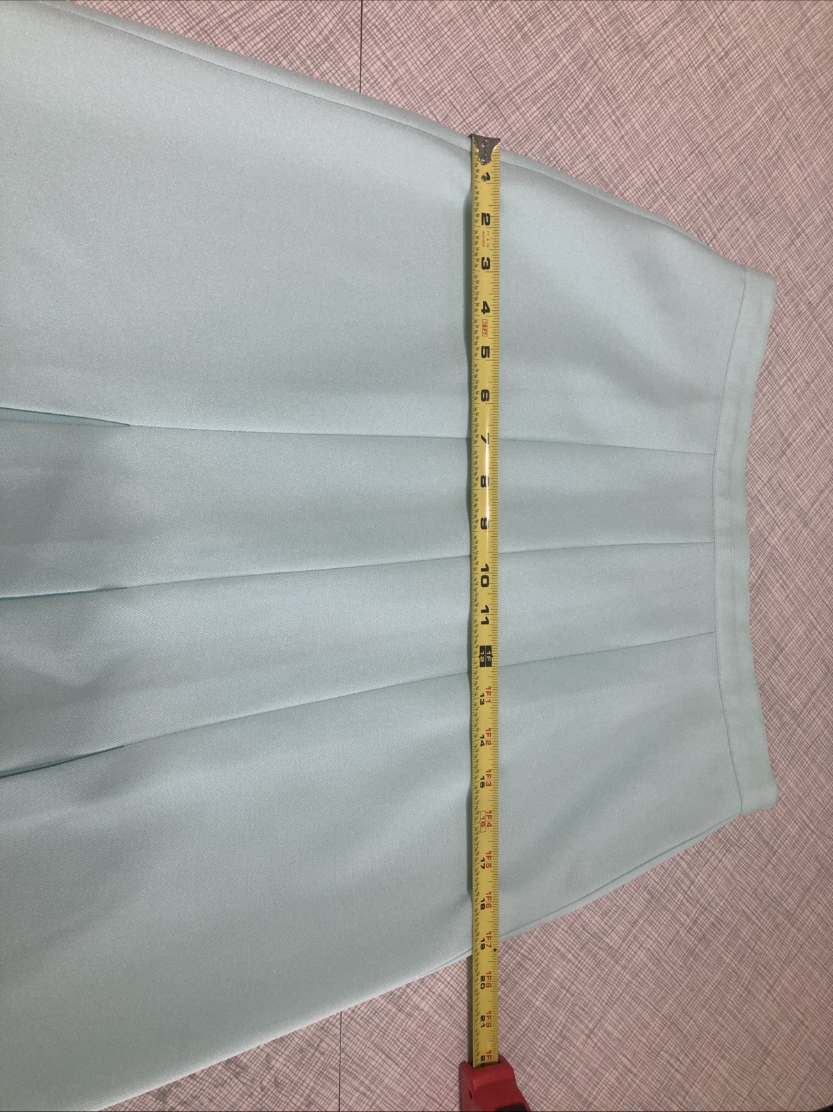 Vtg 80s Haberdashery by Personal Mint Green Pleated Midi Skirt Elastic Waist 12