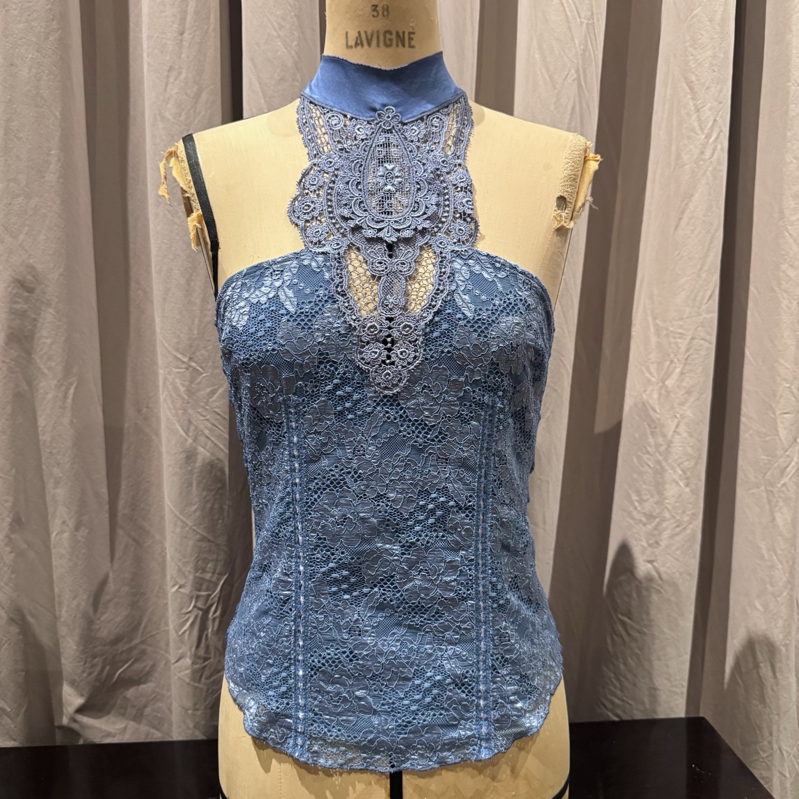 Ann Ferriday Vtg One off Lace And Silk Halter Top S
