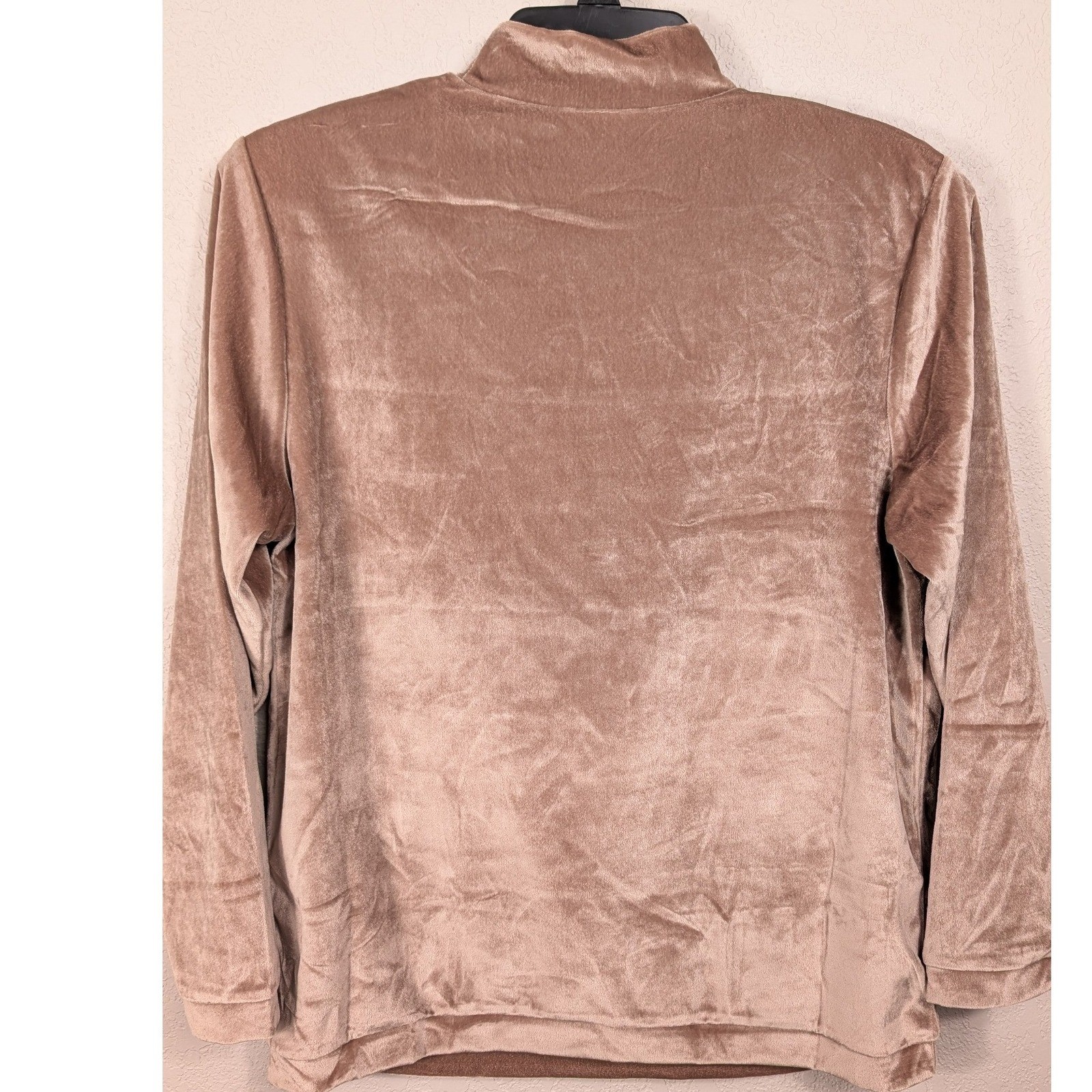 Rafael 90s Retro Velvet Pullover Top Womens Small Embroidered Mock Neck Vintage