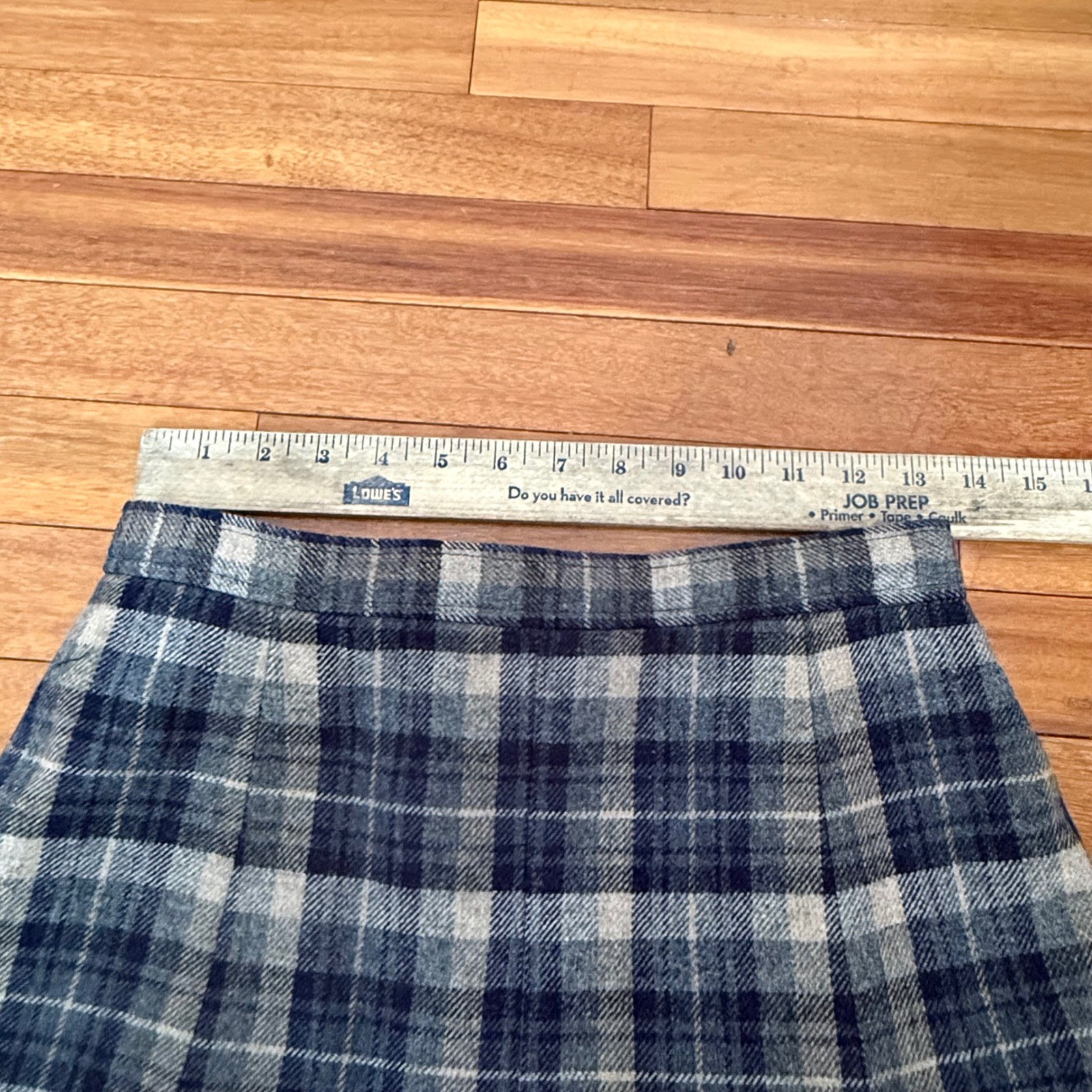 Vintage 70s Pleated Skirt Women 12 Plaid Wool Blend Union Retro Preppy Academia