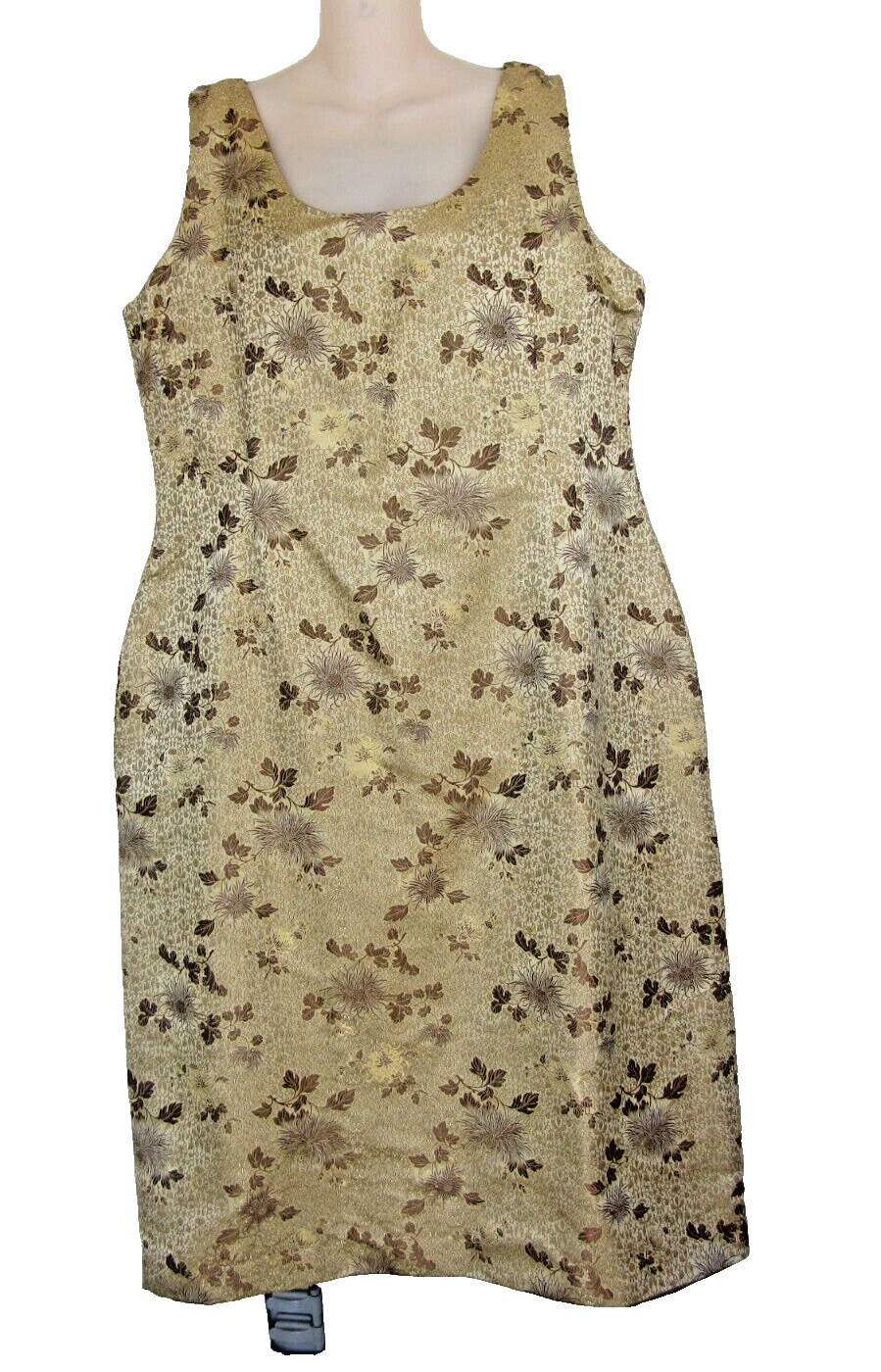 Vintage Plus Size Circa 1950s-1960s Golden Oriental Dress & Bolero Jacket