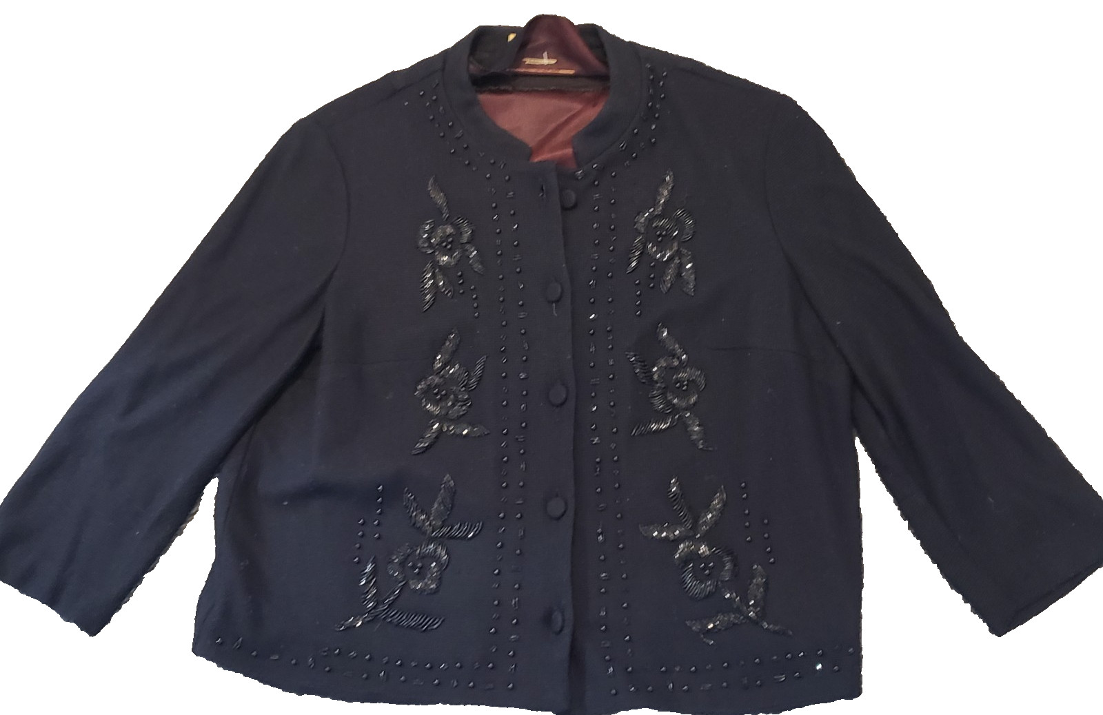 Gloria Swanson Puritan Forever Young Black Beaded Lined Cardigan Sweater 70’s