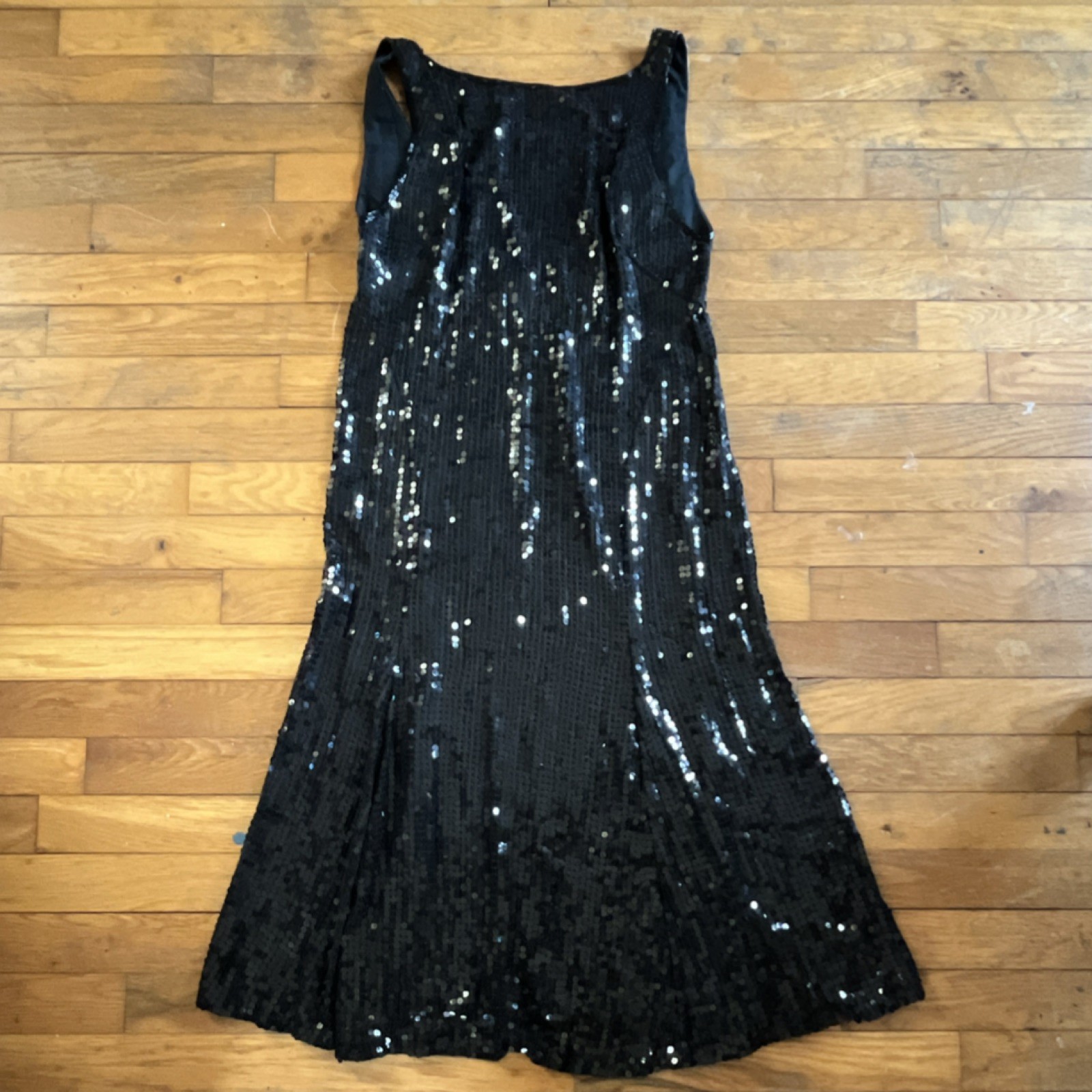 G LTD. New York Black Sequin 100% Silk Vintage Dress Medium 30″ Chest 34″ Waist