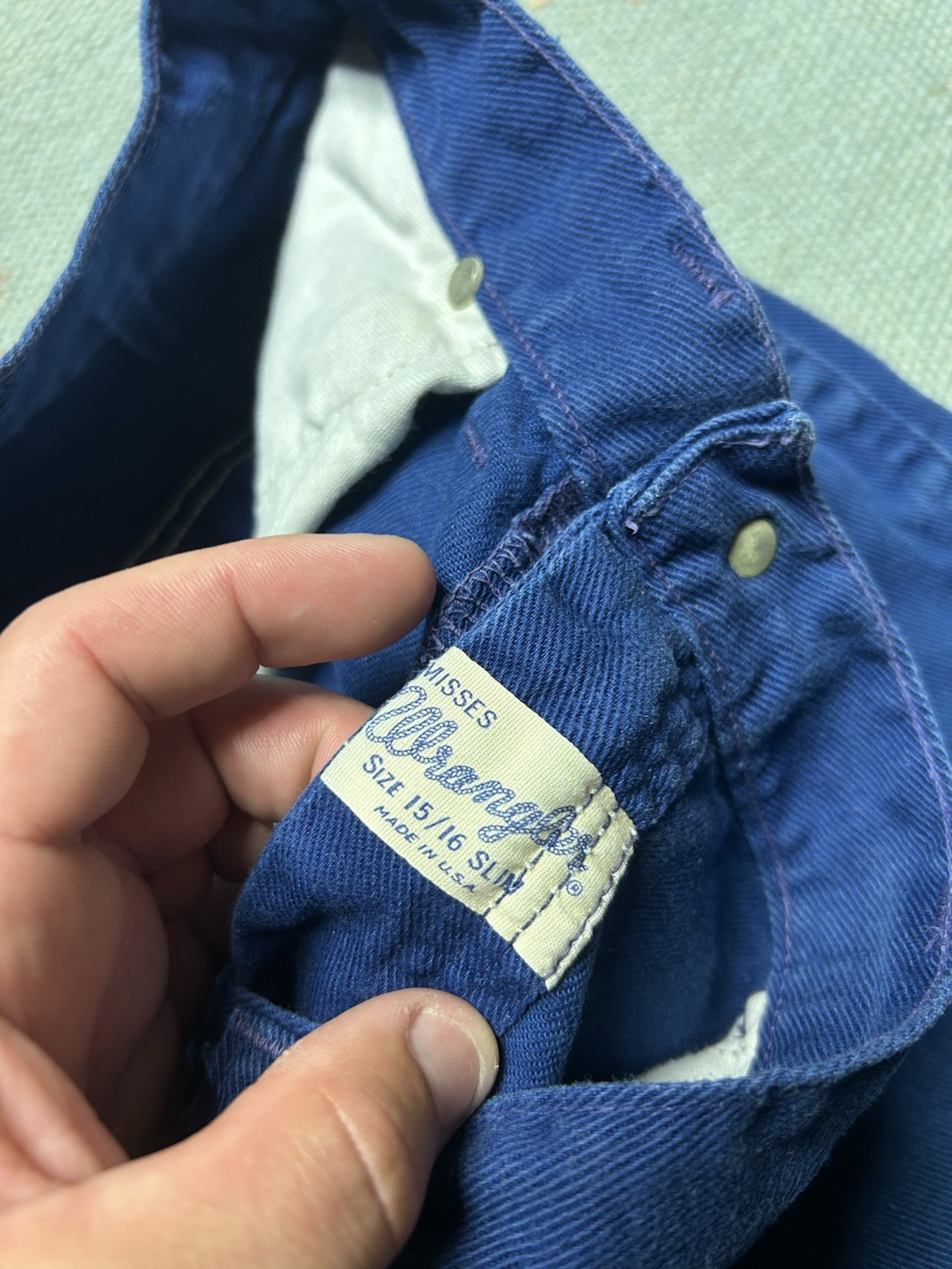 Vintage 60s 70s wrangler shorts capri shants blue women’s size 15/16 slim 26