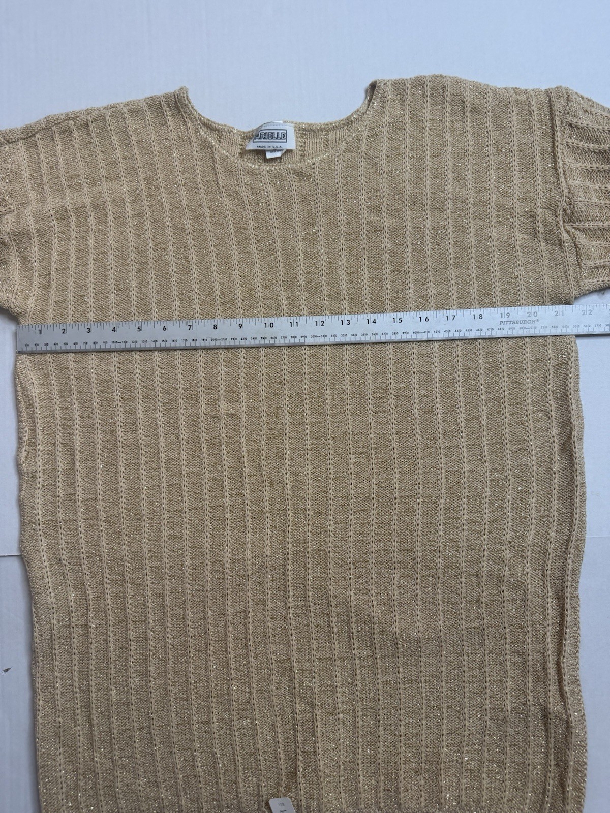 Vintage Arielle 80s Womens Large Sweater Beige Gold Flecks Made In USA
