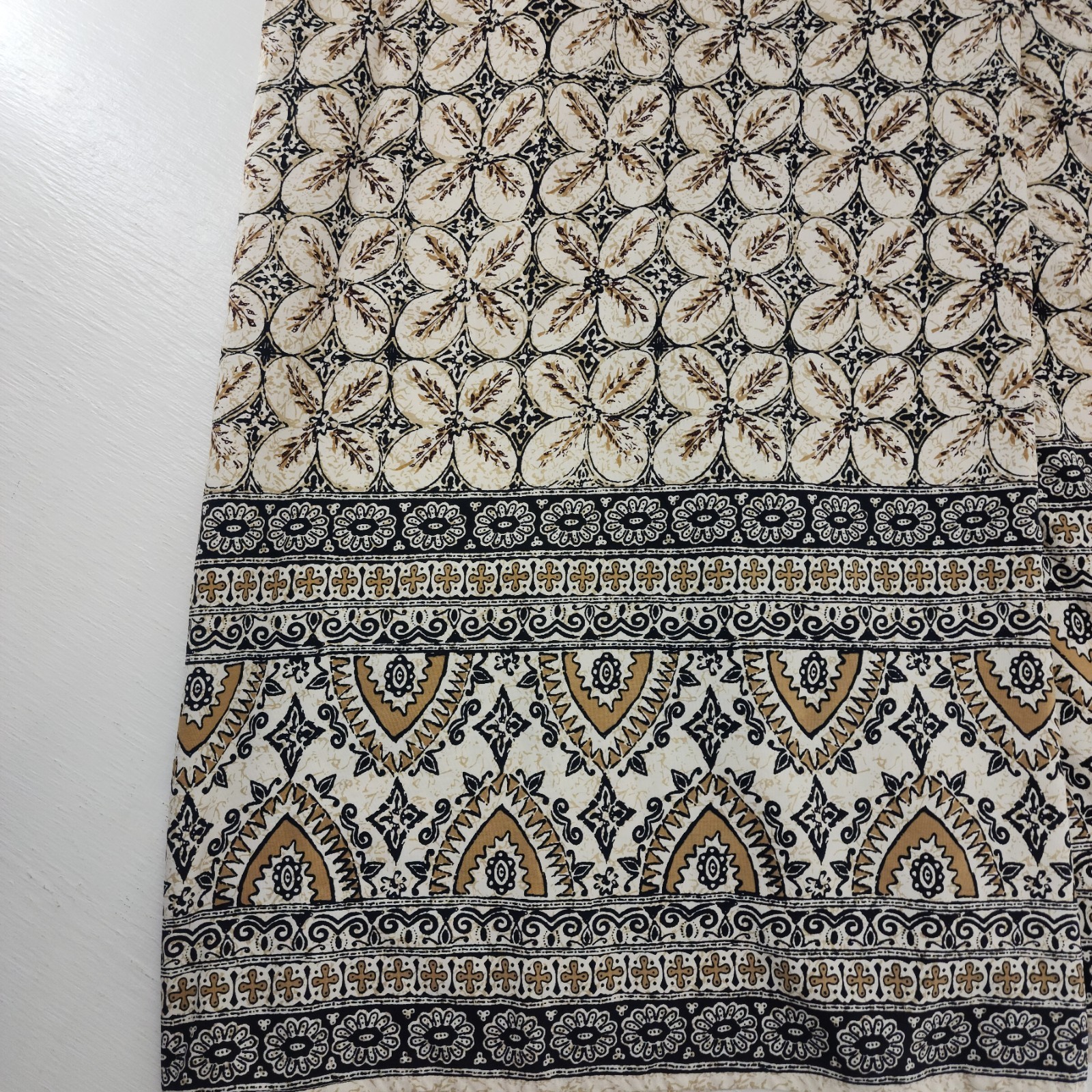 Vintage Liz Claiborne 1X | Silk Boho Wrap Maxi Skirt Earth Tones Geo Print
