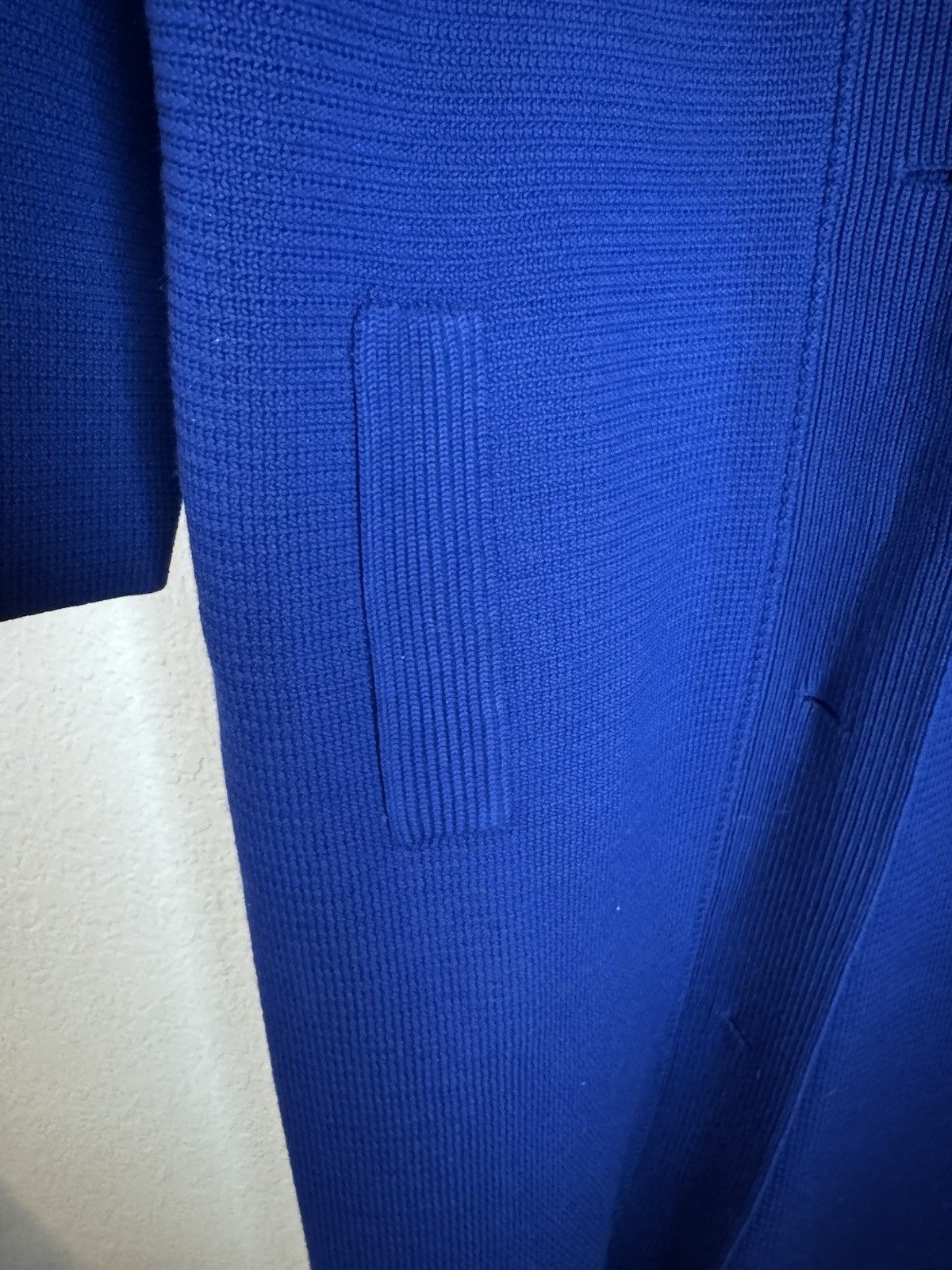 Vtg Long Coat Dorce LeRoy Knitwear Size M 60s 70s Thick Blue Wool Mod Coat Nice