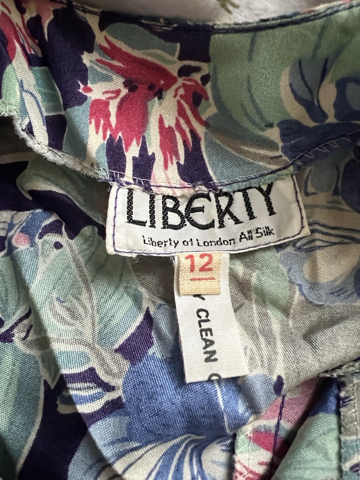 Rare Vintage Liberty of London 100% Silk Floral Print Dress UK 12 US 8 w/ Belt