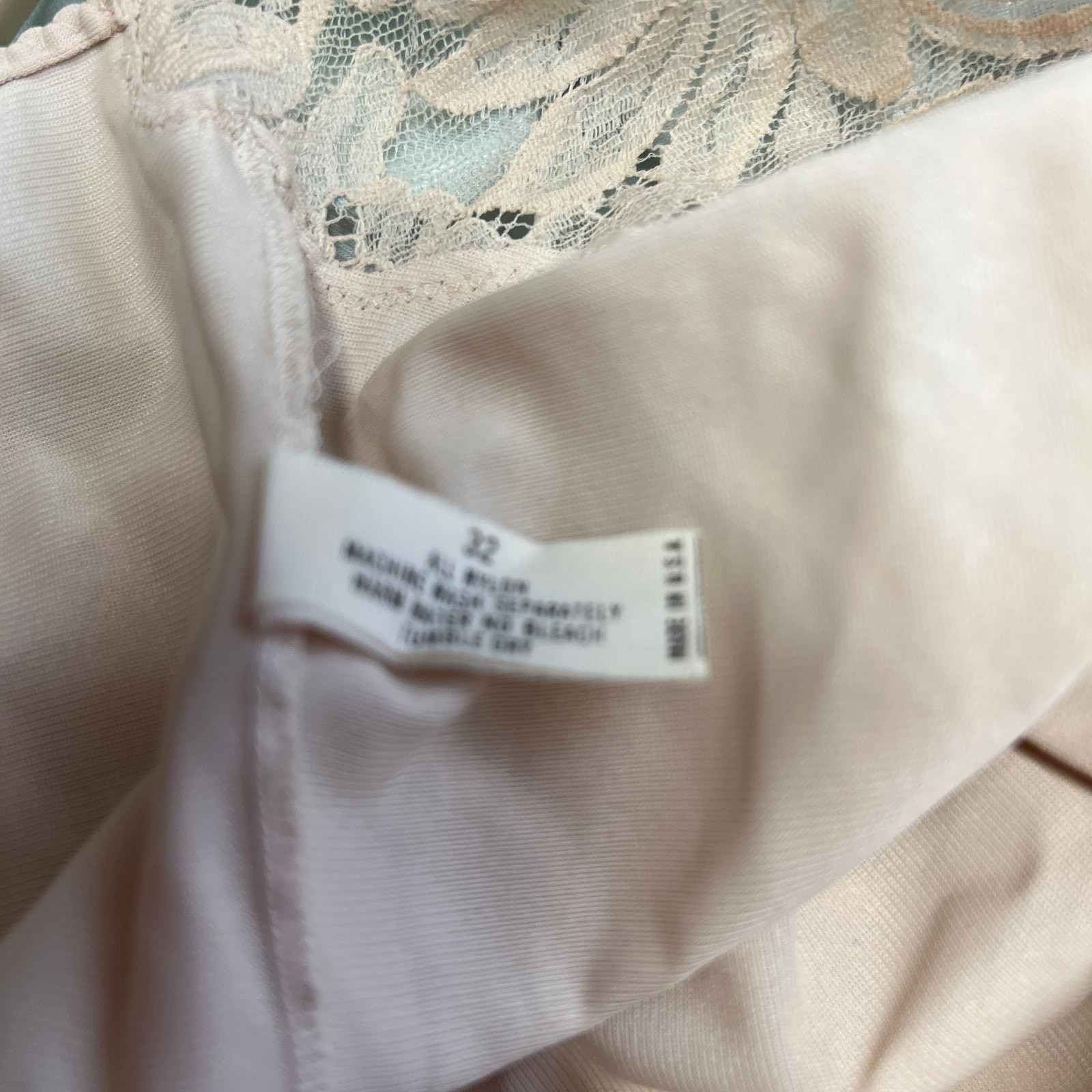 Vintage Shadowline Half Slip Camisole Set Pillow Tab Beige Size 32/S Lace
