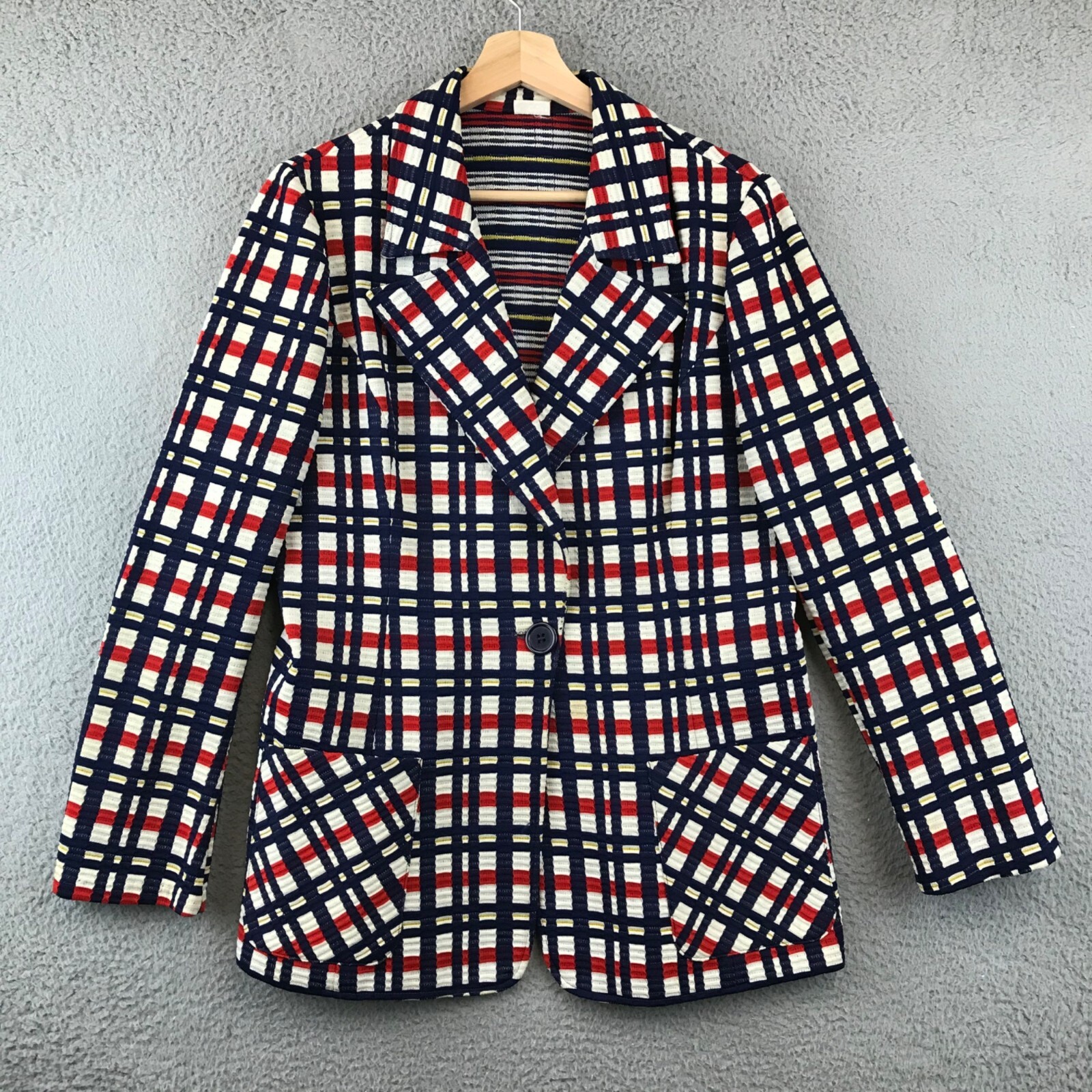 Vintage Aileen 1970s Blue Striped Blazer Jacket size M