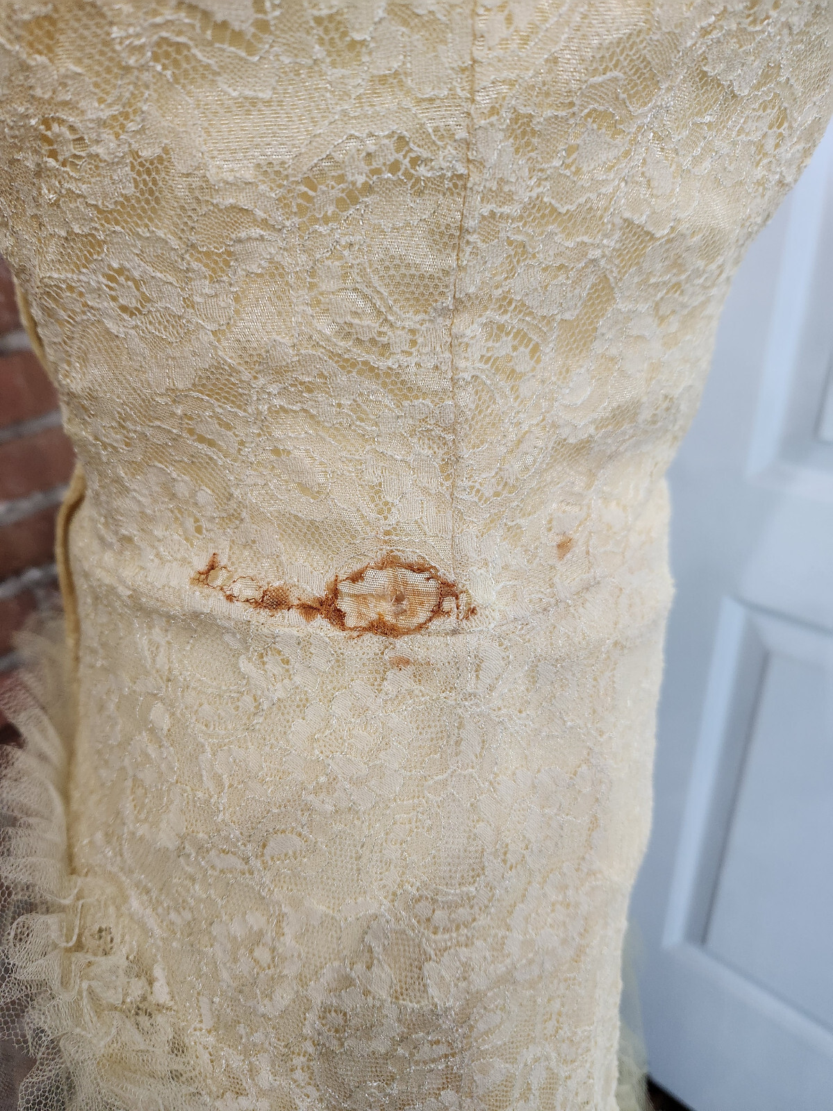 Vintage 1950’s Yellow Lace Tulle Party Prom Wedding Dress Gown Size 4 Small