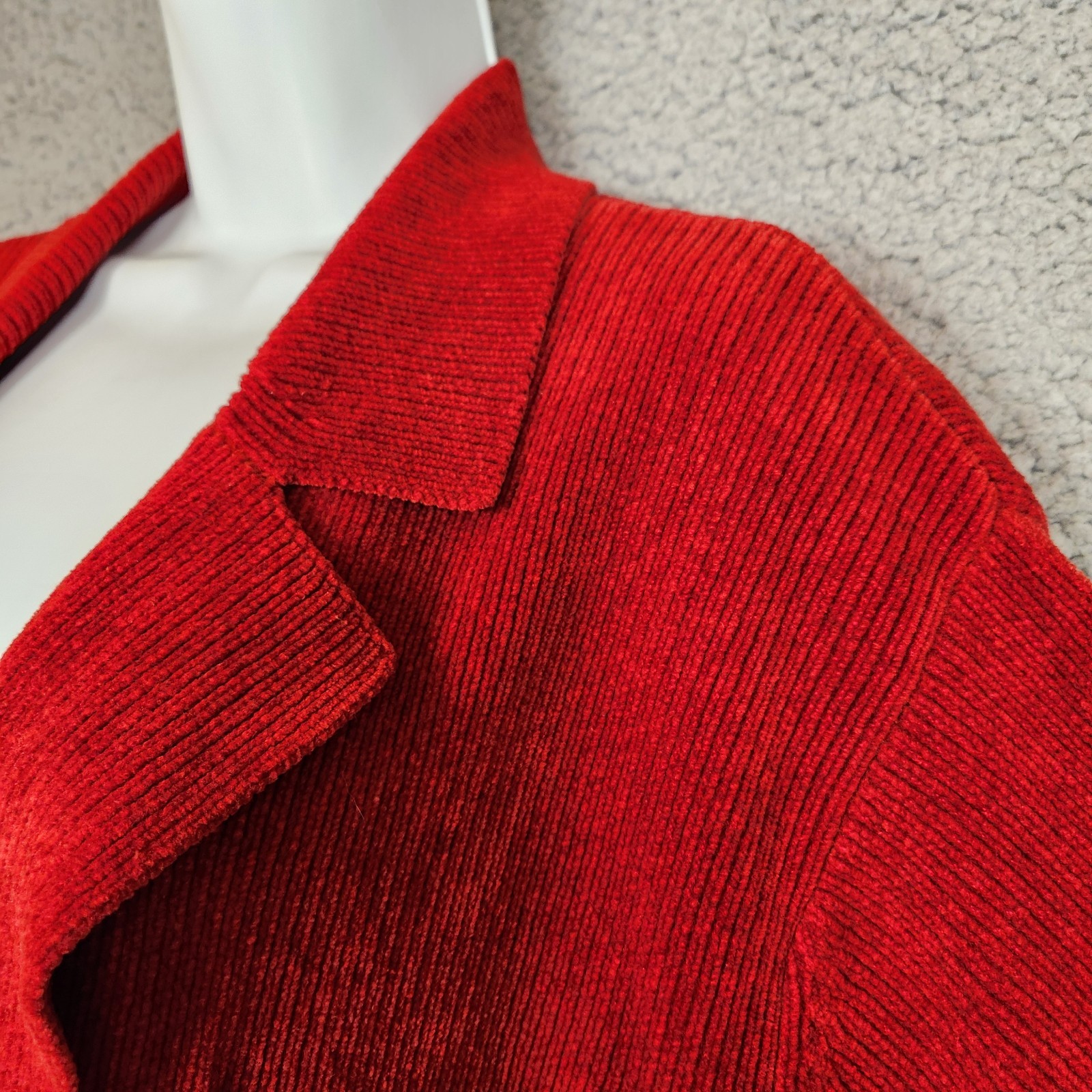 Vintage 80s Ralph Lauren Women’s Large Cardigan Sweater Blazer Red Crest Pockets