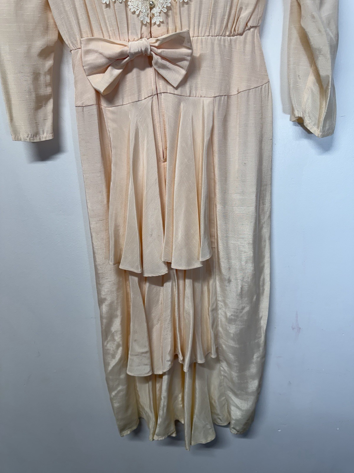 Miss Ashlee VTG Y2K Cottagecore Pink Lace Collar Tea Dress 70s Pearl Buttons