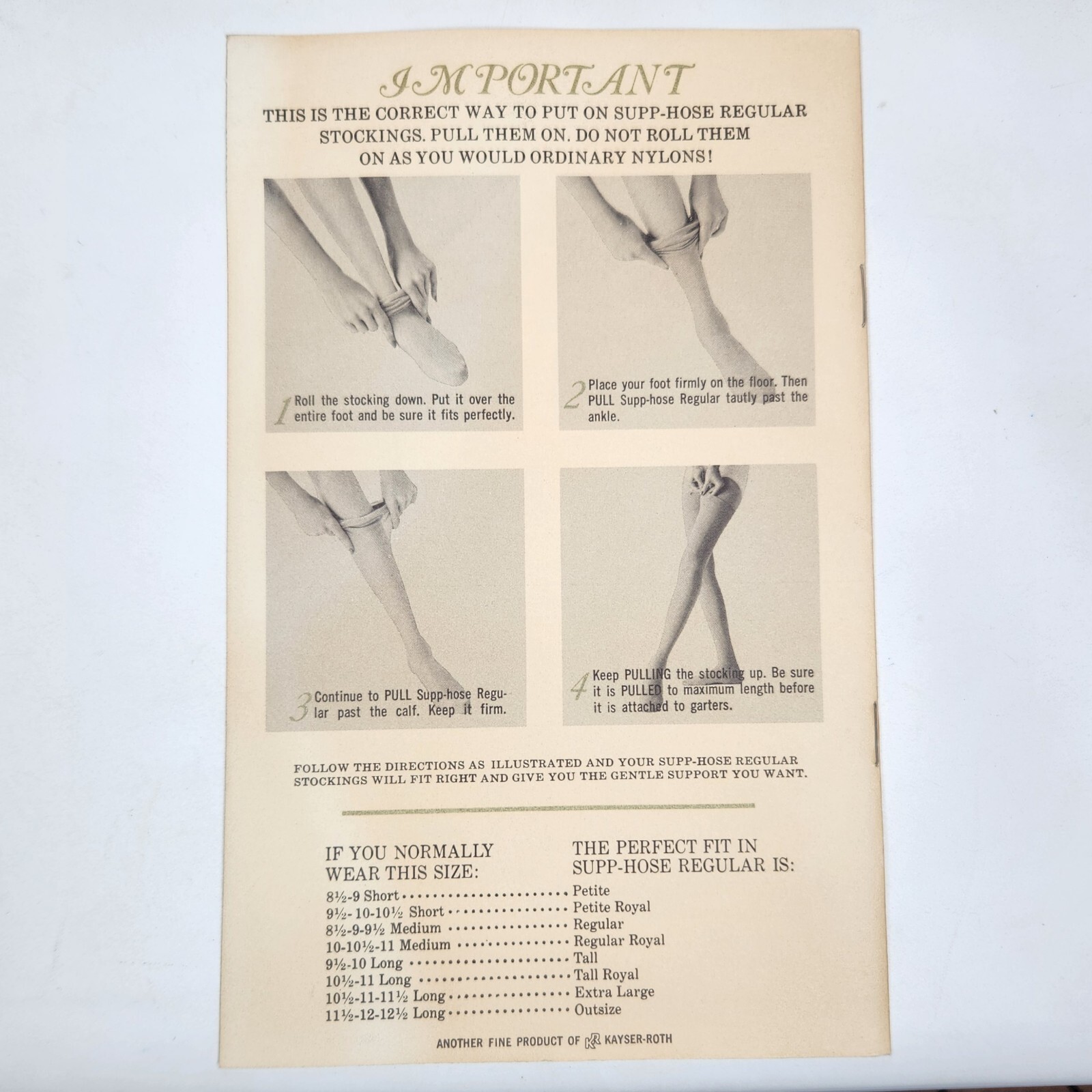 Vintage Supp-Hose Kayser Nylon Stockings Seamed Pantyhose Charm Regular 8.5-9.5M