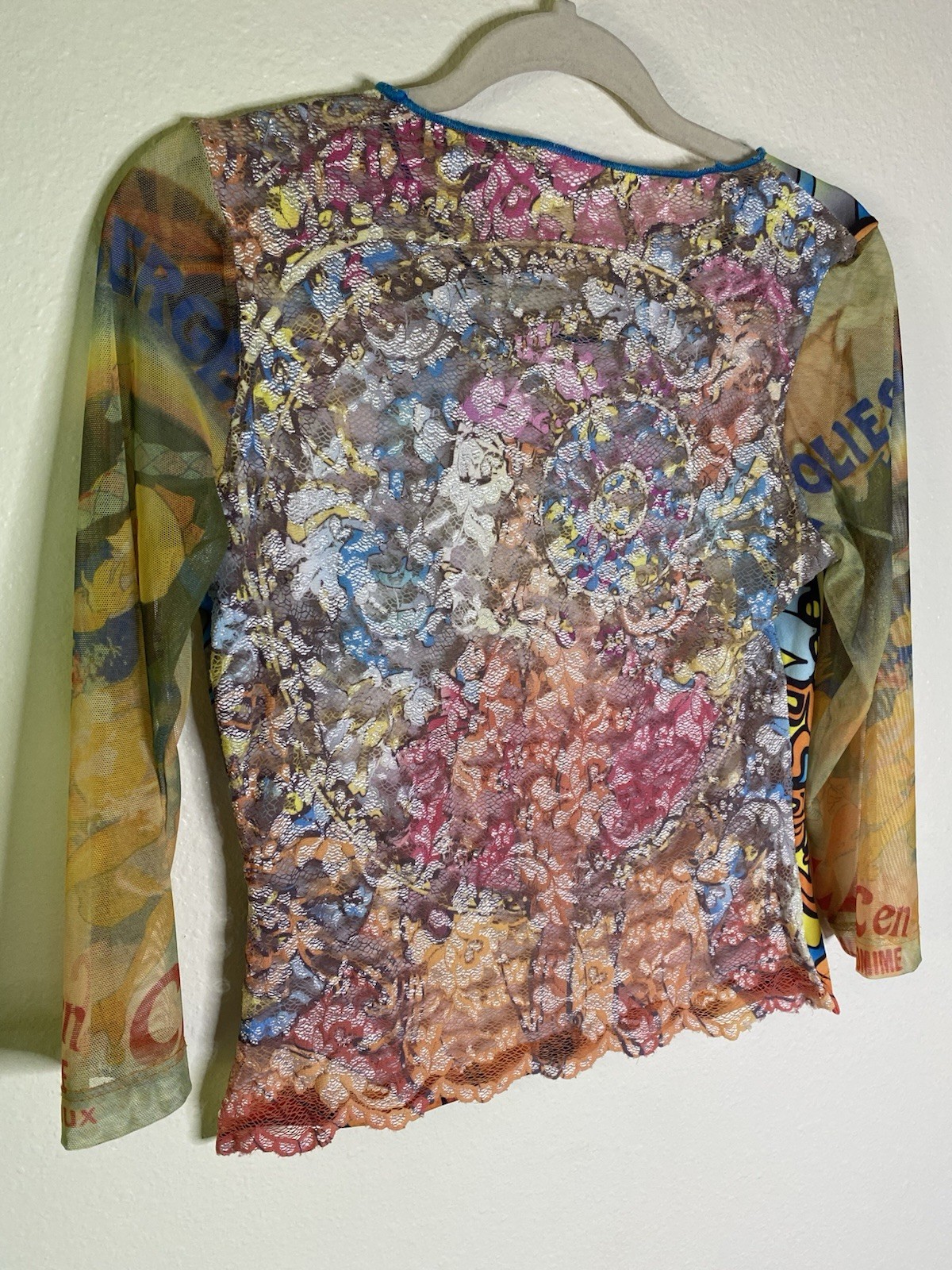 Rare Vintage Y2K Euro-Graphic Celestial Zodiac Festival tattoo 3/4 Sleeve Top M